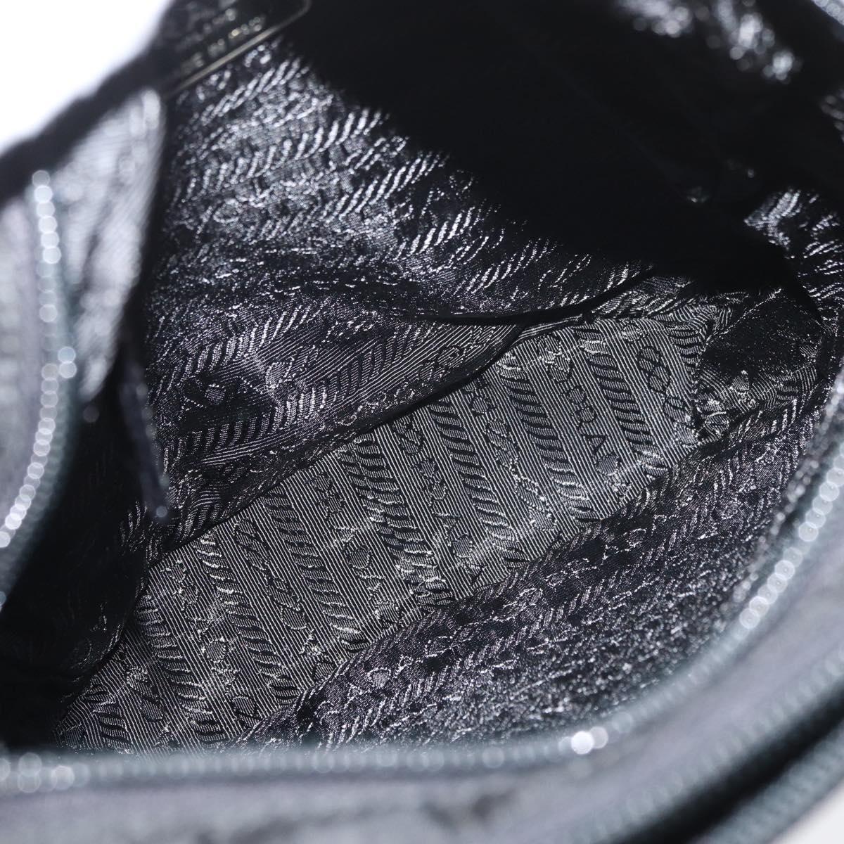 PRADA Backpack Nylon Leather Black Silver Auth 175358