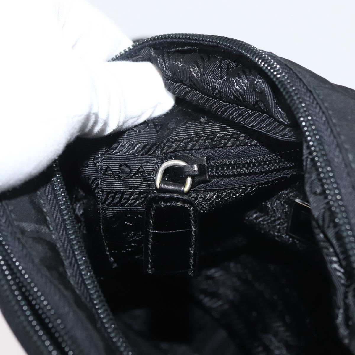 PRADA Backpack Nylon Leather Black Silver Auth 175358