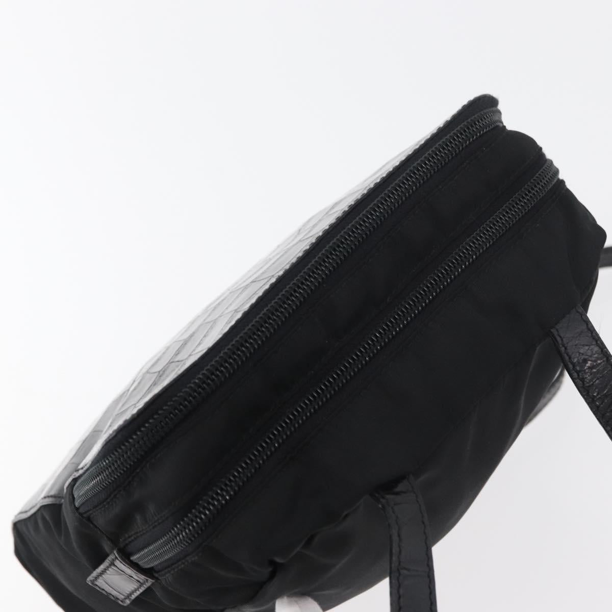 PRADA Backpack Nylon Leather Black Silver Auth 175358