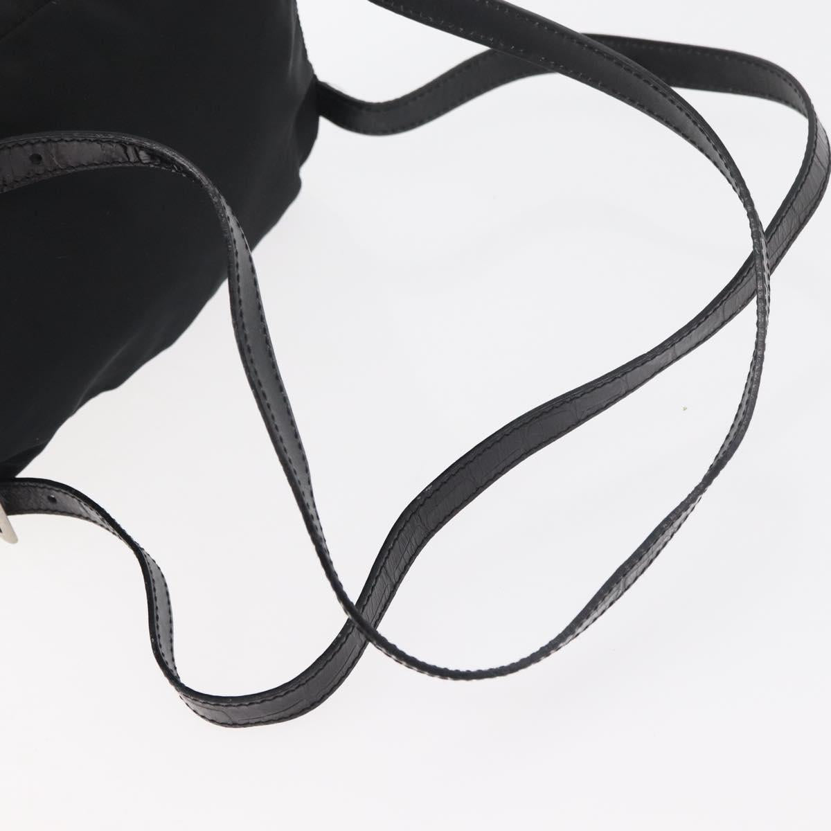 PRADA Backpack Nylon Leather Black Silver Auth 175358