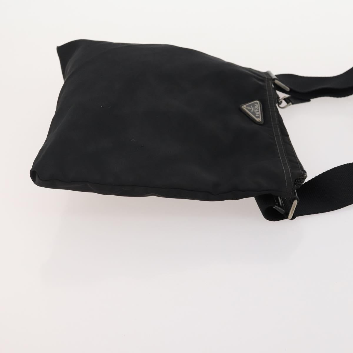 PRADA Shoulder Bag Nylon Canvas Leather 4 Set Black Beige Auth 175363