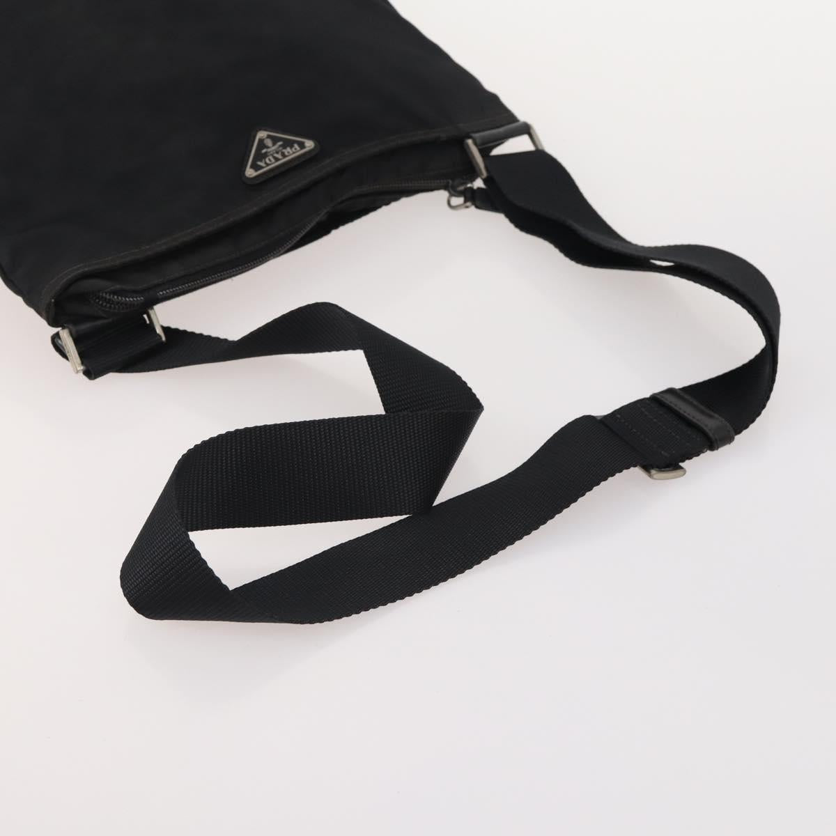 PRADA Shoulder Bag Nylon Canvas Leather 4 Set Black Beige Auth 175363