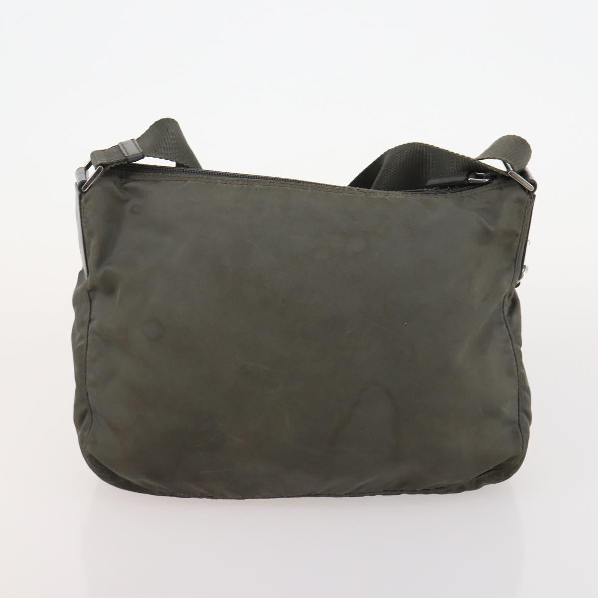 PRADA Shoulder Bag Nylon Canvas Leather 4 Set Black Beige Auth 175363