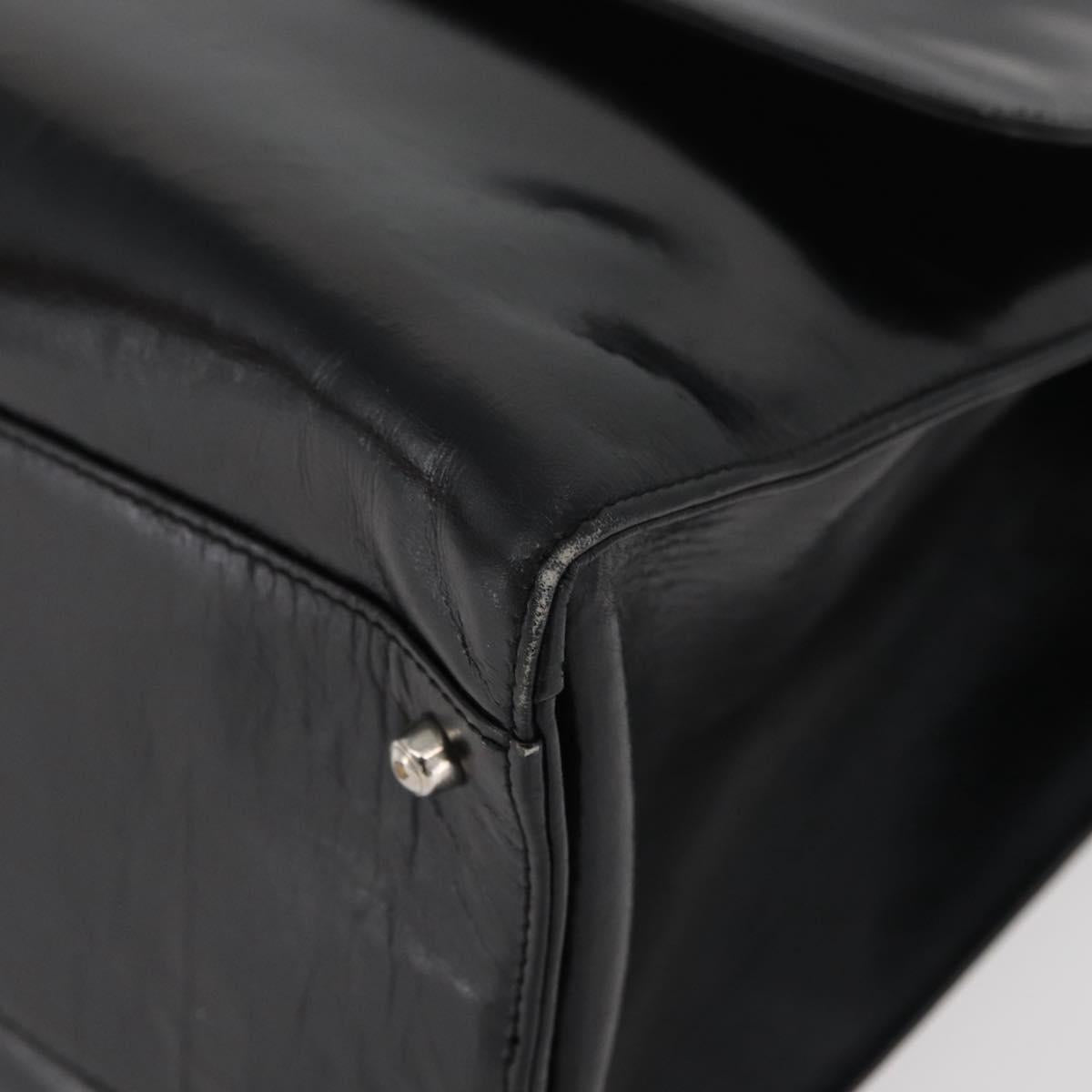 GUCCI Tote Bag Leather Black Silver Auth 175365