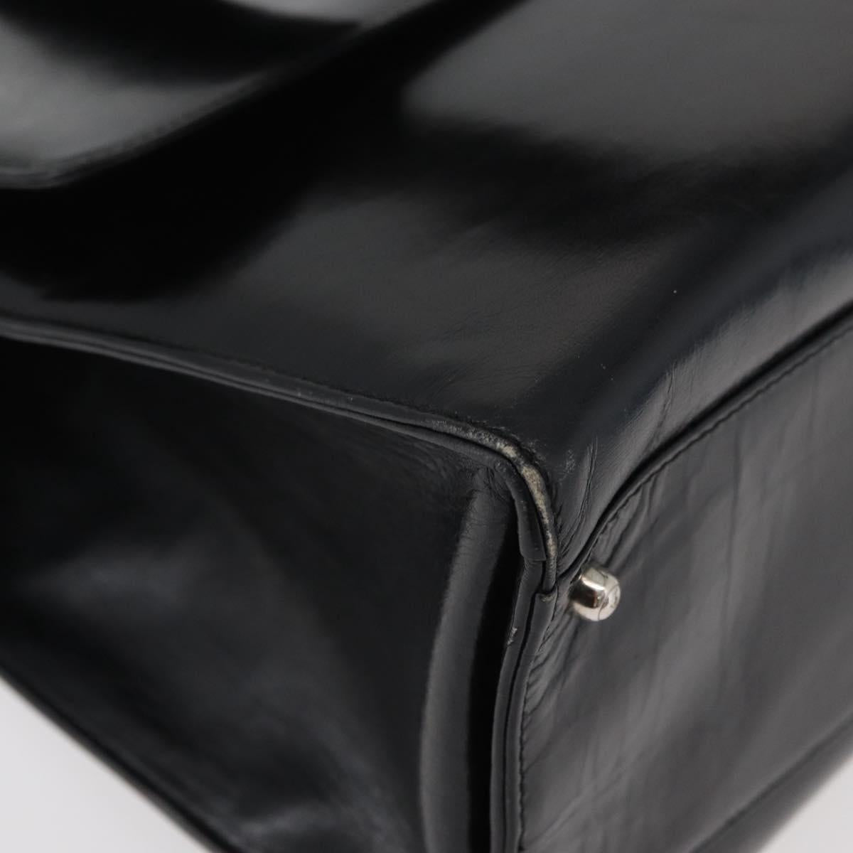 GUCCI Tote Bag Leather Black Silver Auth 175365
