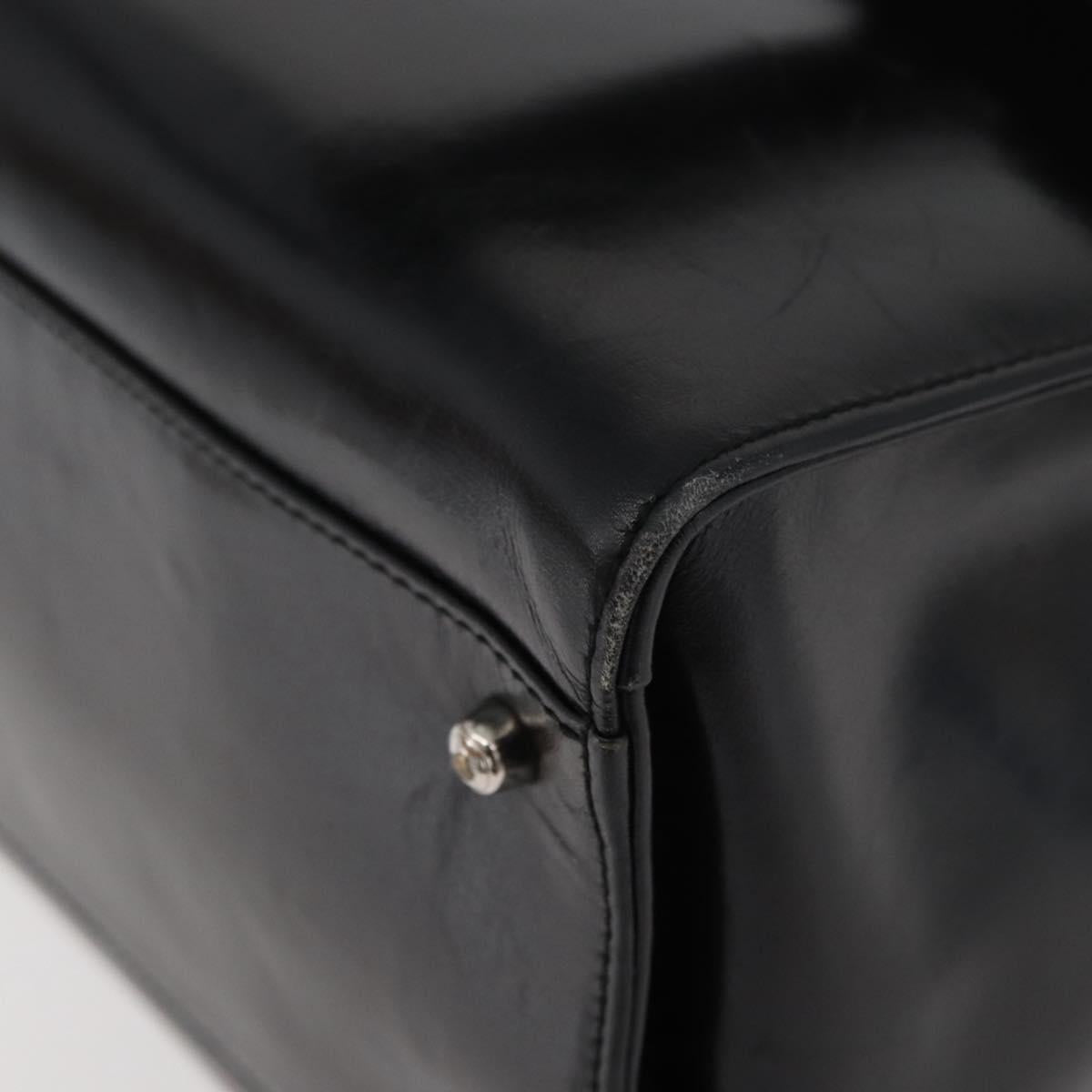 GUCCI Tote Bag Leather Black Silver Auth 175365
