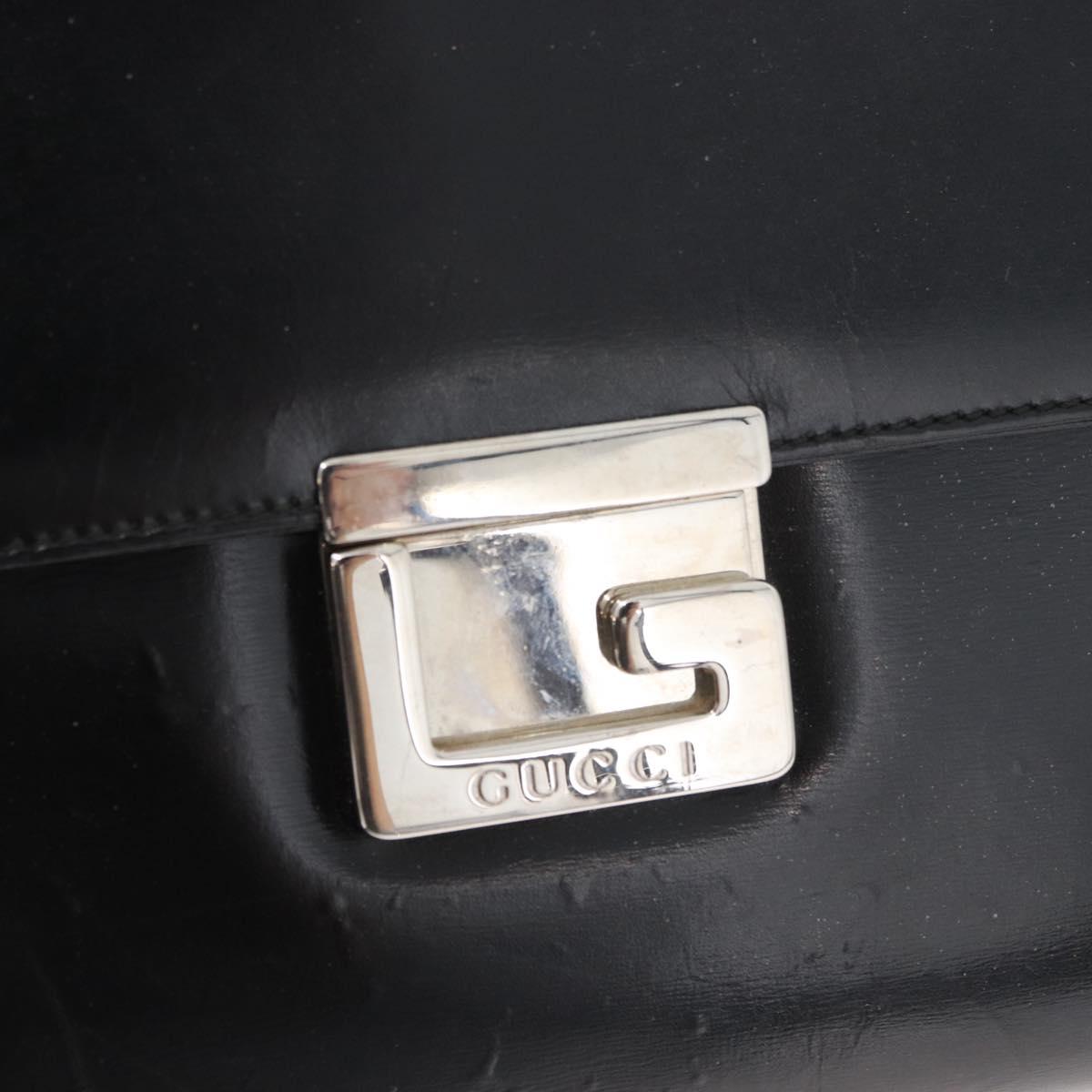 GUCCI Tote Bag Leather Black Silver Auth 175365