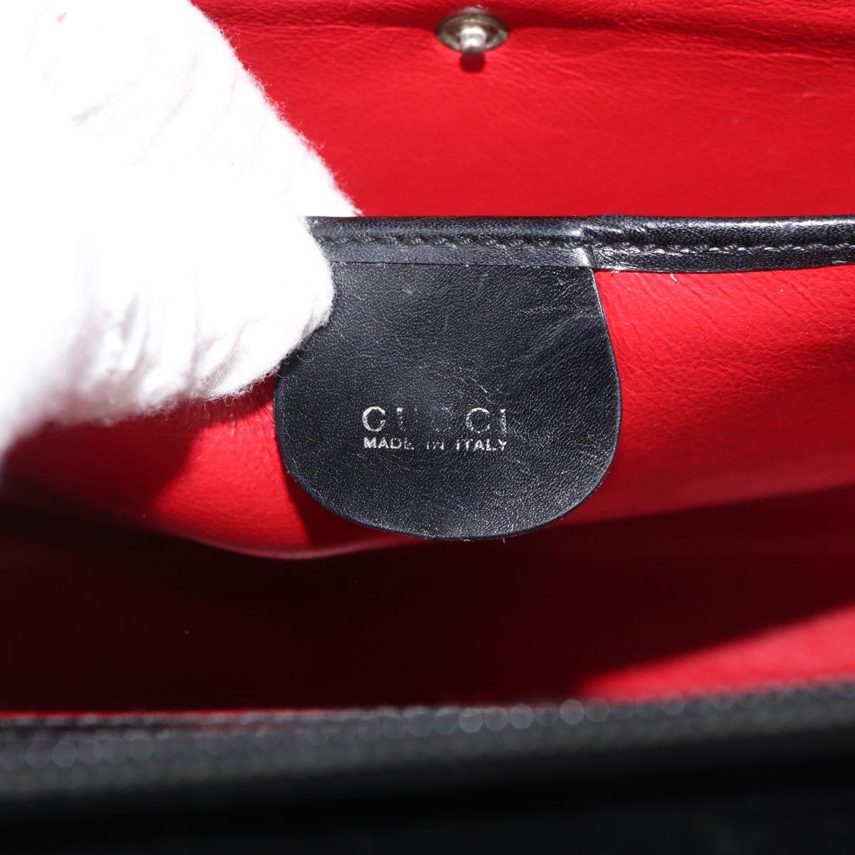 GUCCI Tote Bag Leather Black Silver Auth 175365