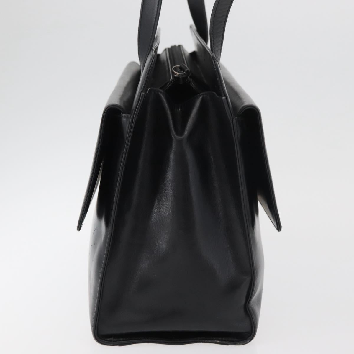 GUCCI Tote Bag Leather Black Silver Auth 175365