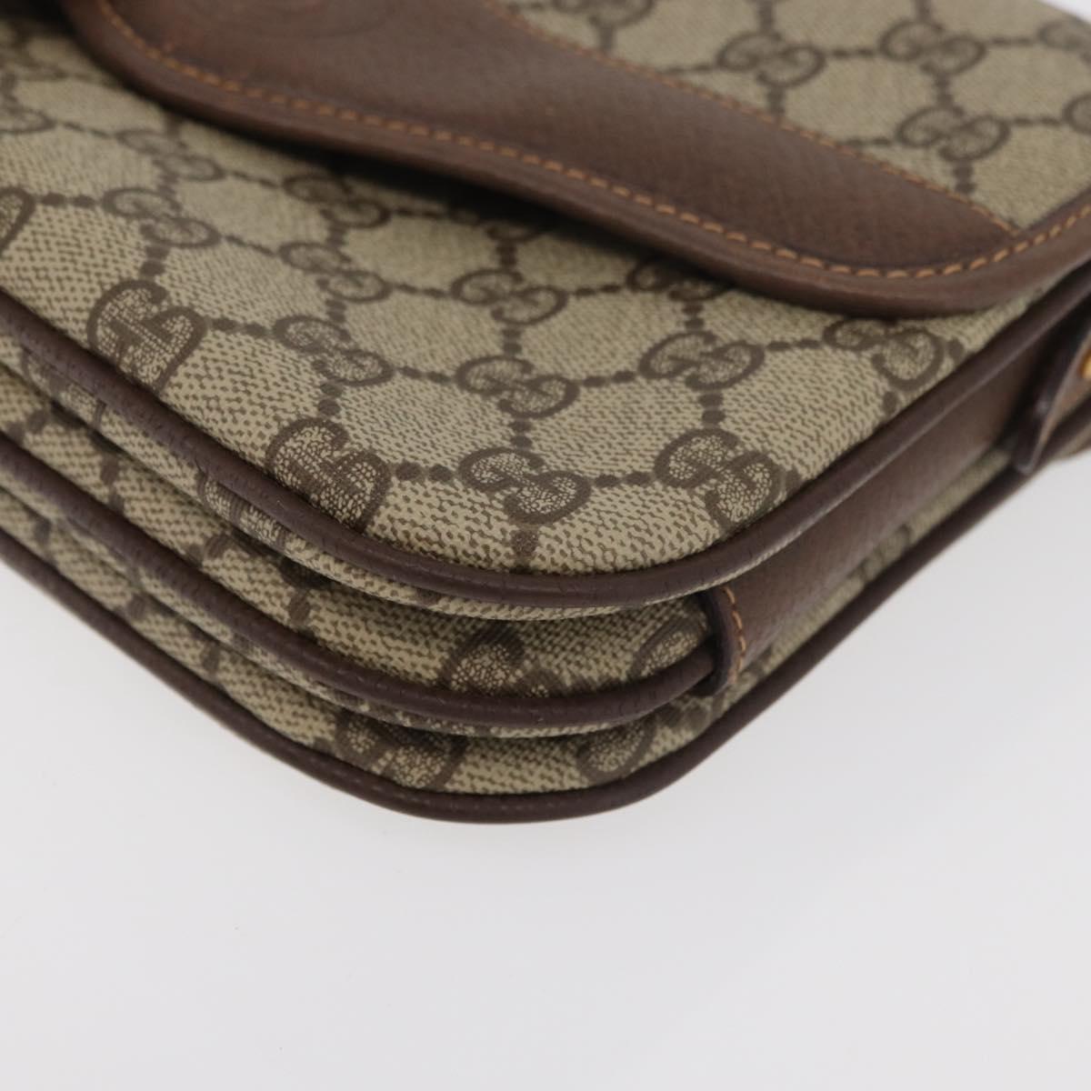 GUCCI GG Supreme Web Sherry Line Shoulder Bag PVC Beige Gold Auth 175366