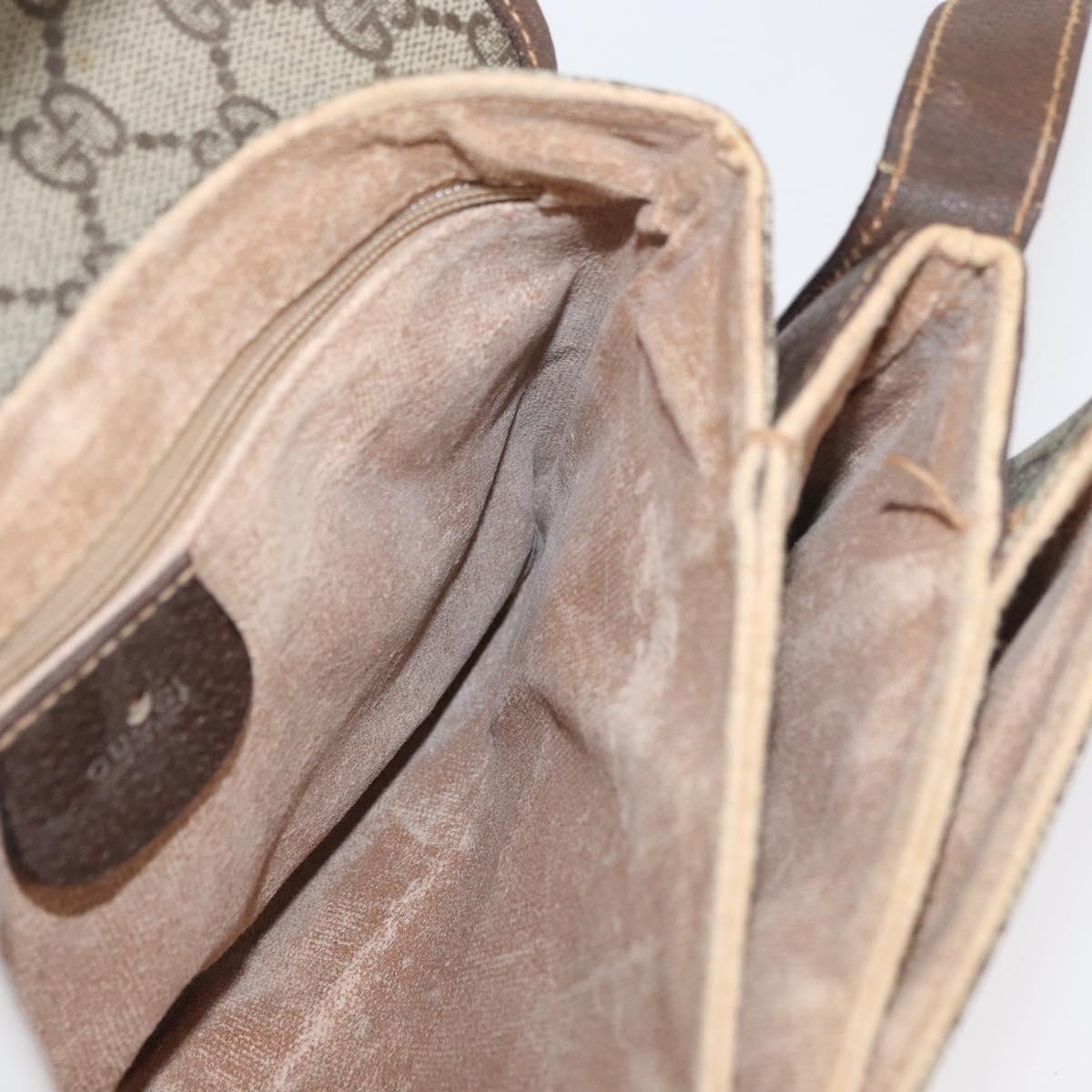 GUCCI GG Supreme Web Sherry Line Shoulder Bag PVC Beige Gold Auth 175366
