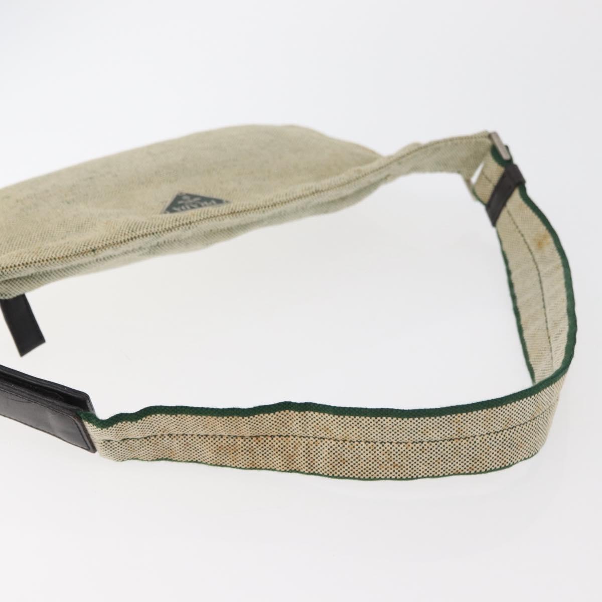 PRADA Waist bag Canvas Beige Silver Auth 175376