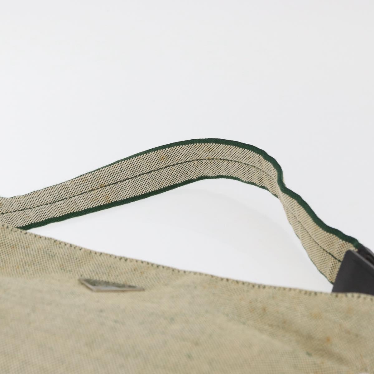 PRADA Waist bag Canvas Beige Silver Auth 175376