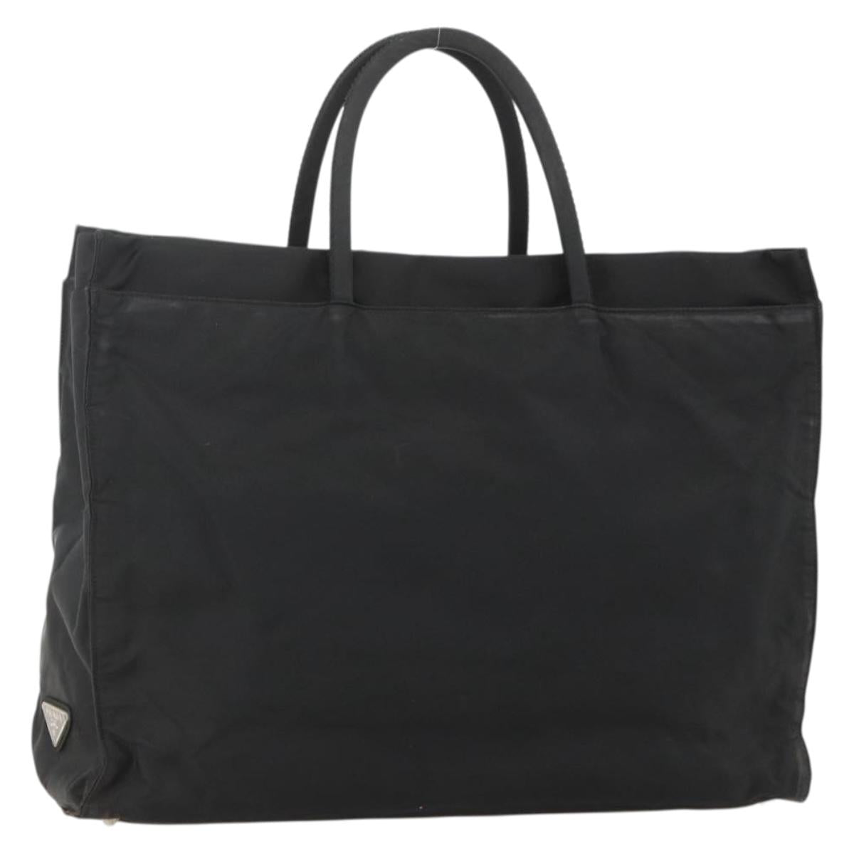 PRADA Hand Bag Nylon Black Silver Auth 175384A