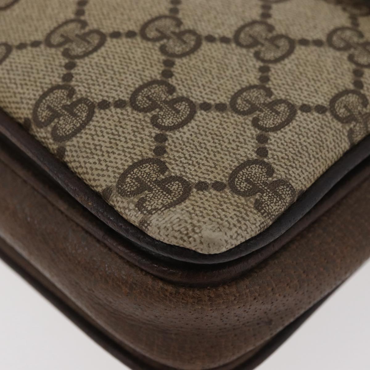 GUCCI GG Supreme Horsebit Shoulder Bag PVC Beige Gold 001 16 4084 Auth 175390