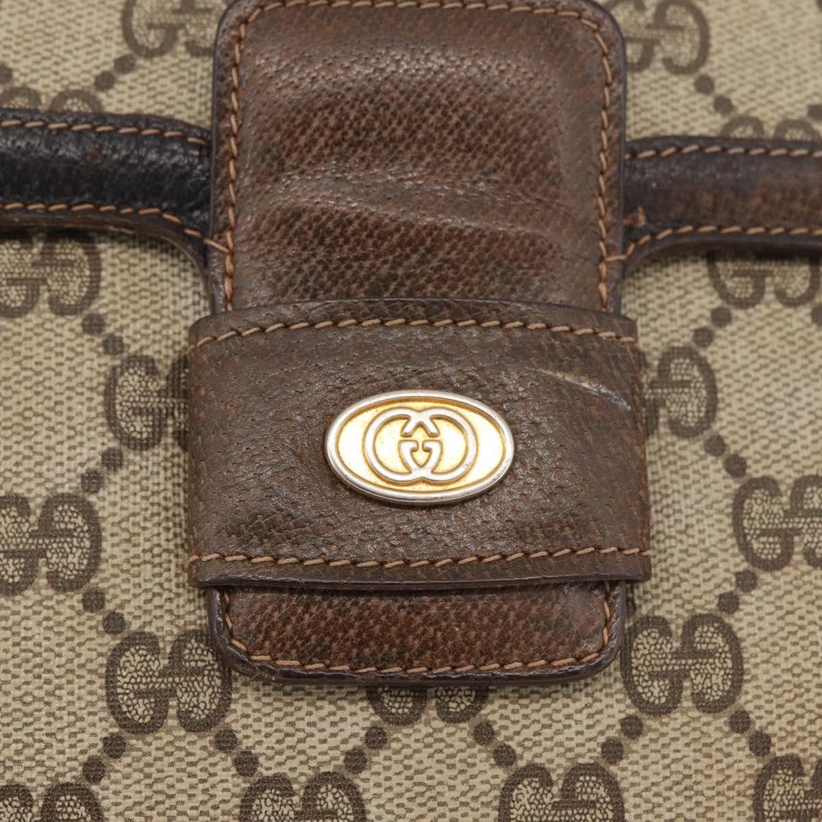 GUCCI GG Supreme Horsebit Shoulder Bag PVC Beige Gold 001 16 4084 Auth 175390