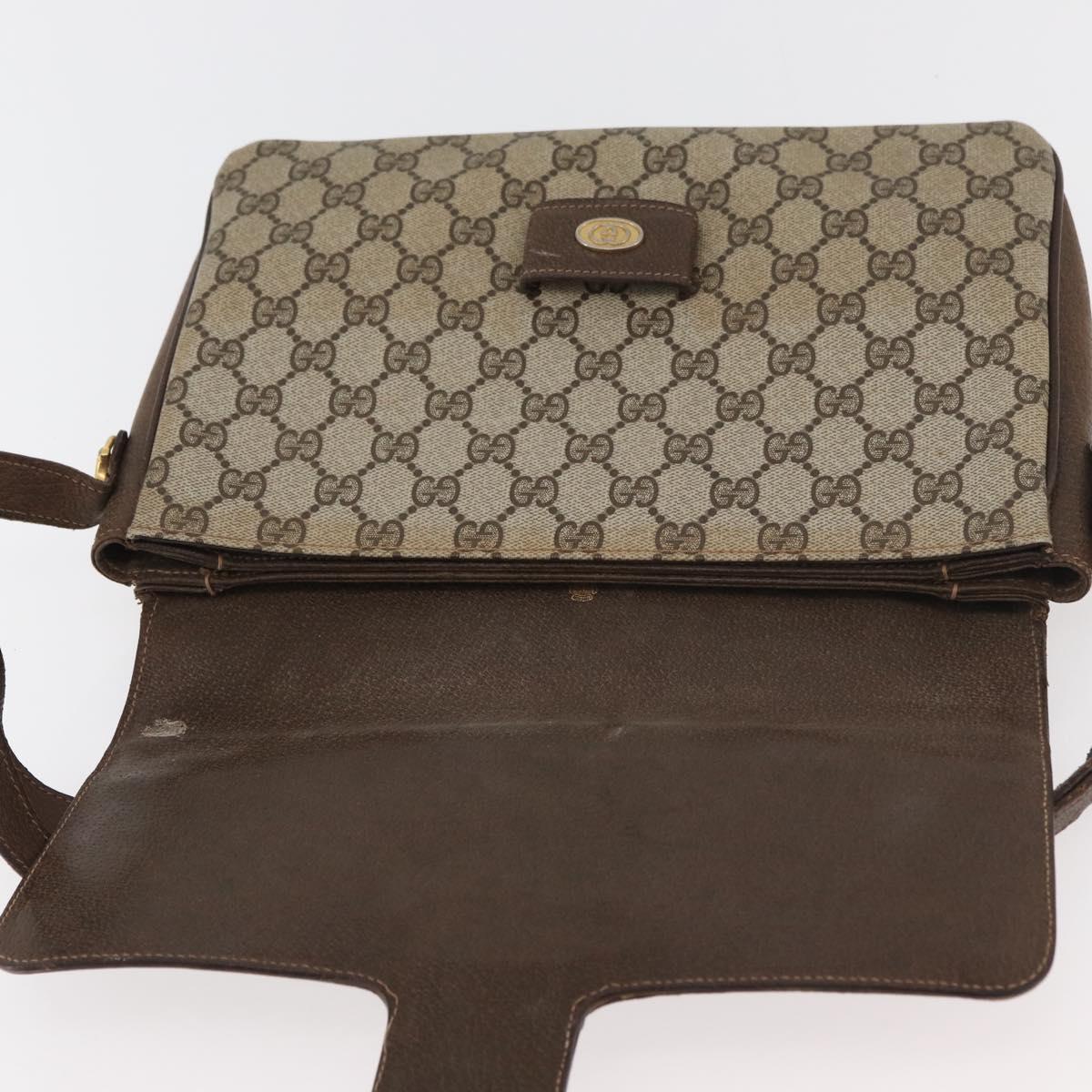 GUCCI GG Supreme Horsebit Shoulder Bag PVC Beige Gold 001 16 4084 Auth 175390