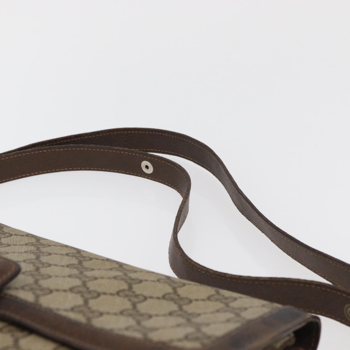 GUCCI GG Supreme Horsebit Shoulder Bag PVC Beige Gold 001 16 4084 Auth 175390