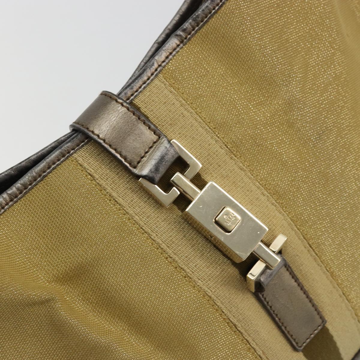 GUCCI Jackie Shoulder Bag Canvas Beige Gold 001 3306 Auth 175420