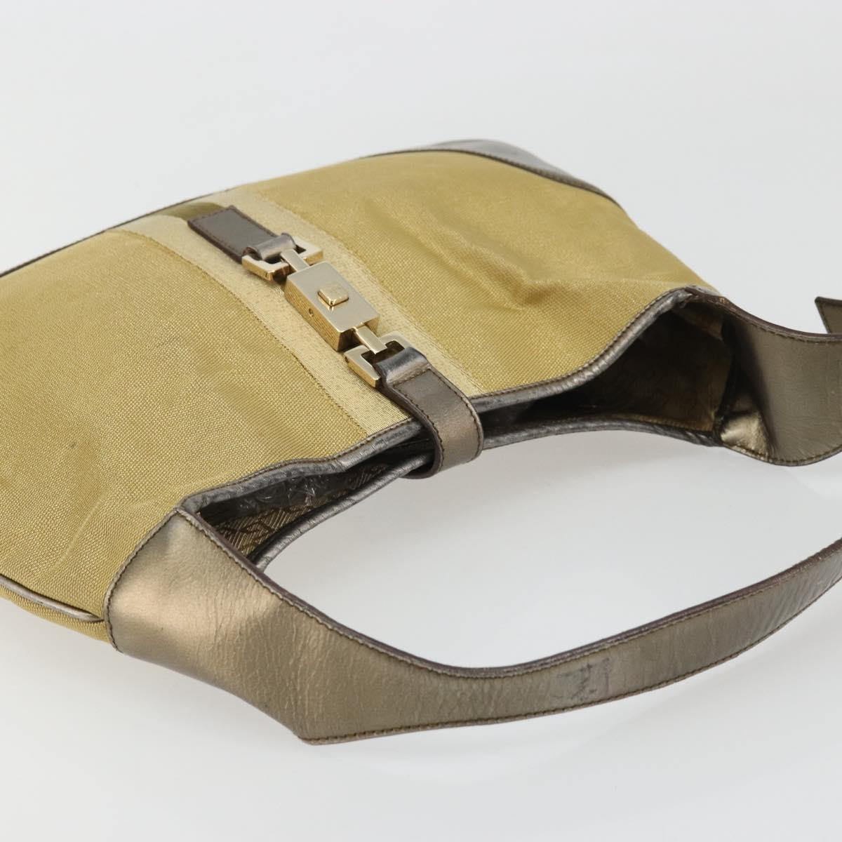 GUCCI Jackie Shoulder Bag Canvas Beige Gold 001 3306 Auth 175420