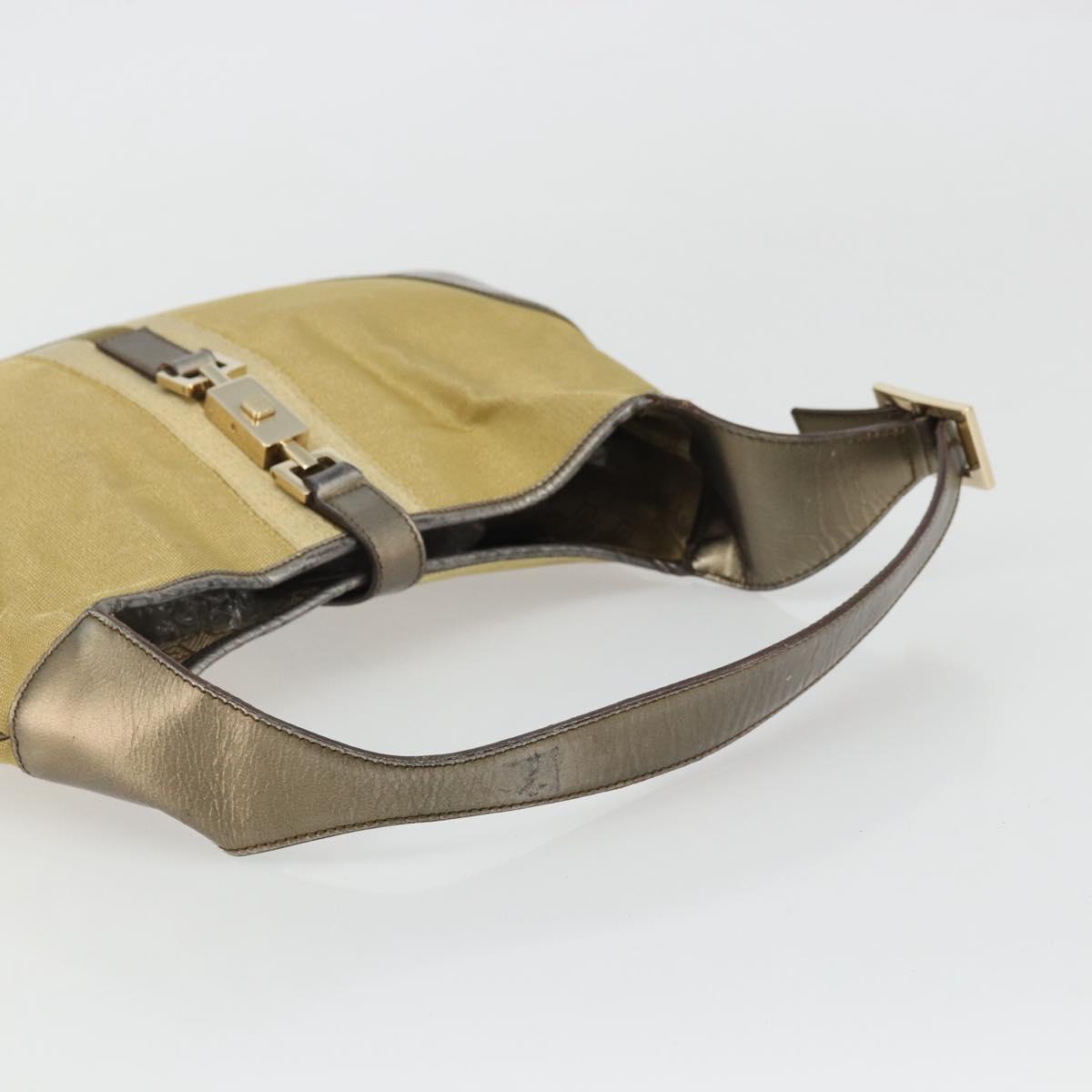 GUCCI Jackie Shoulder Bag Canvas Beige Gold 001 3306 Auth 175420