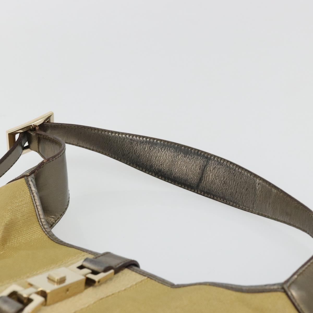GUCCI Jackie Shoulder Bag Canvas Beige Gold 001 3306 Auth 175420