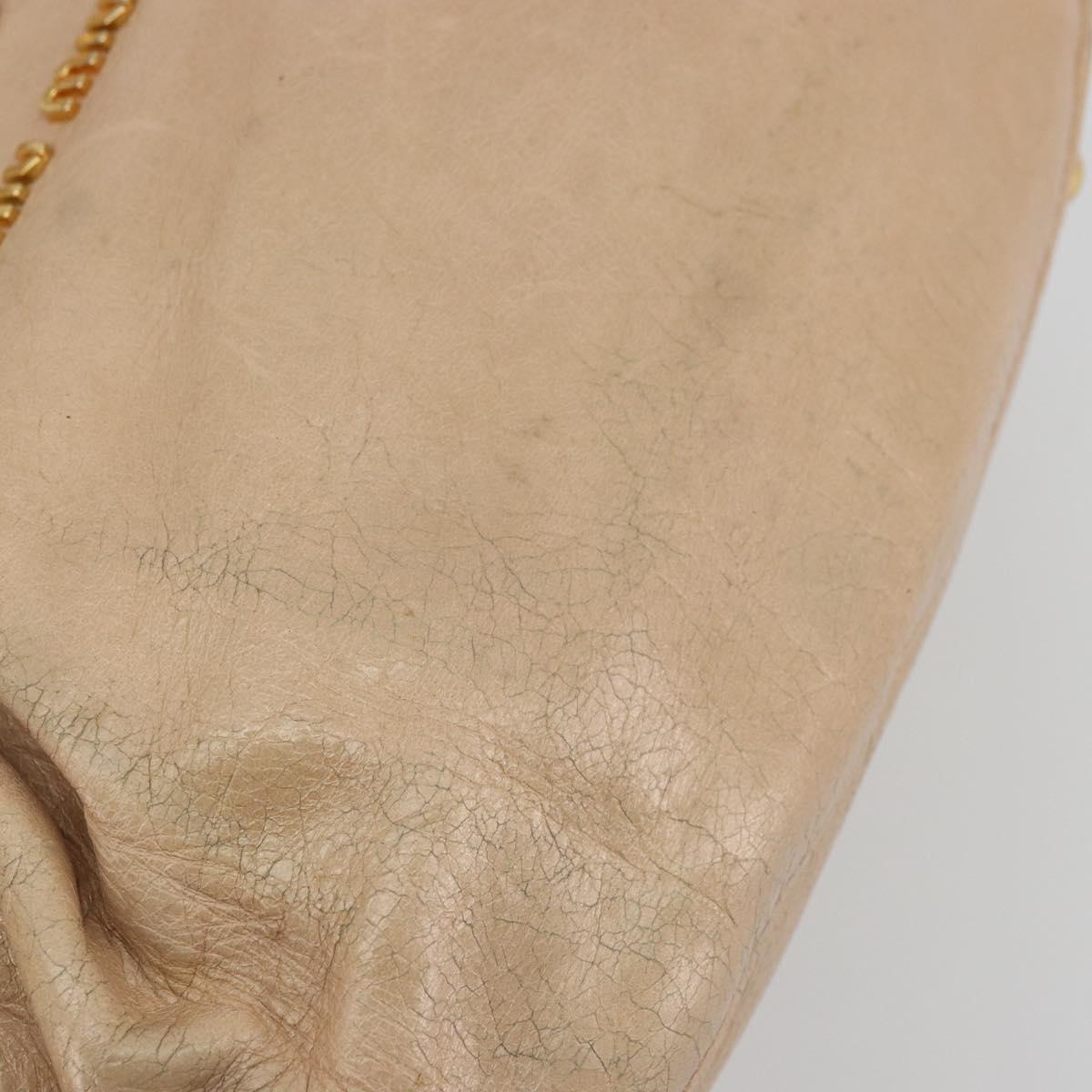Miu Miu Hand Bag Leather Beige Gold Auth 175444A