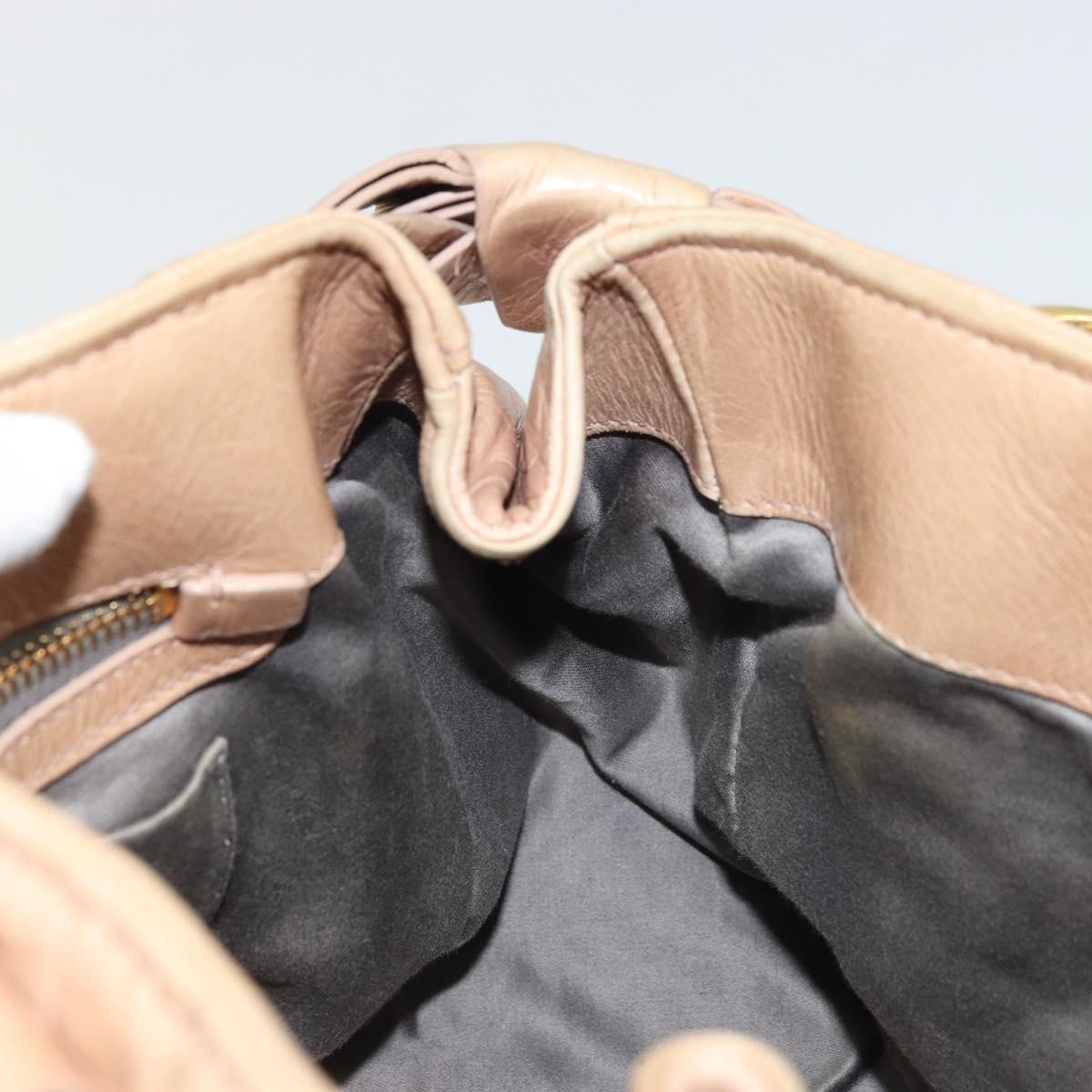 Miu Miu Hand Bag Leather Beige Gold Auth 175444A