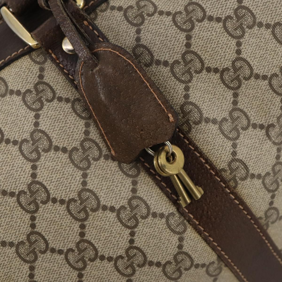 GUCCI GG Supreme Boston Bag PVC Beige Gold Auth 175449