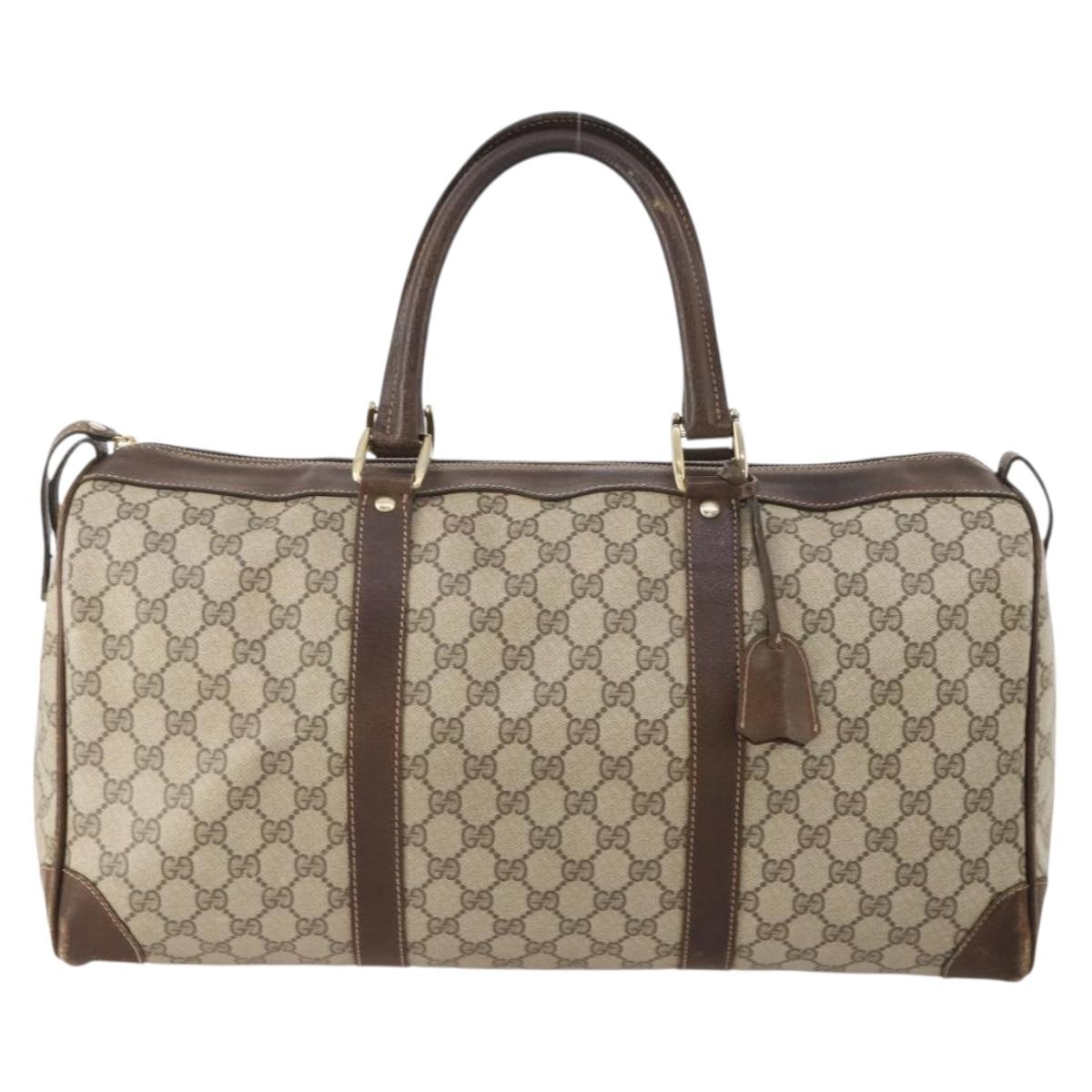 GUCCI GG Supreme Boston Bag PVC Beige Gold Auth 175449