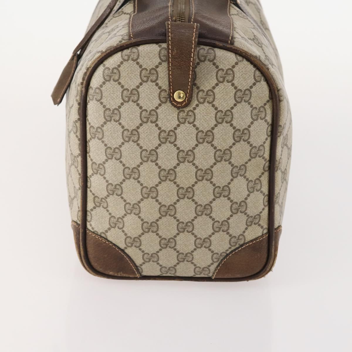 GUCCI GG Supreme Boston Bag PVC Beige Gold Auth 175449