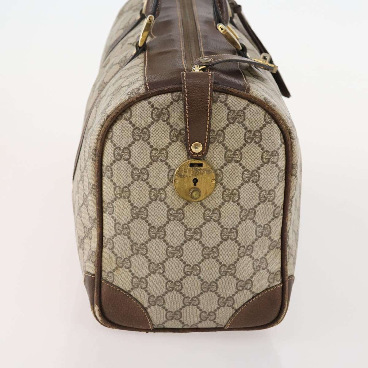 GUCCI GG Supreme Boston Bag PVC Beige Gold Auth 175449