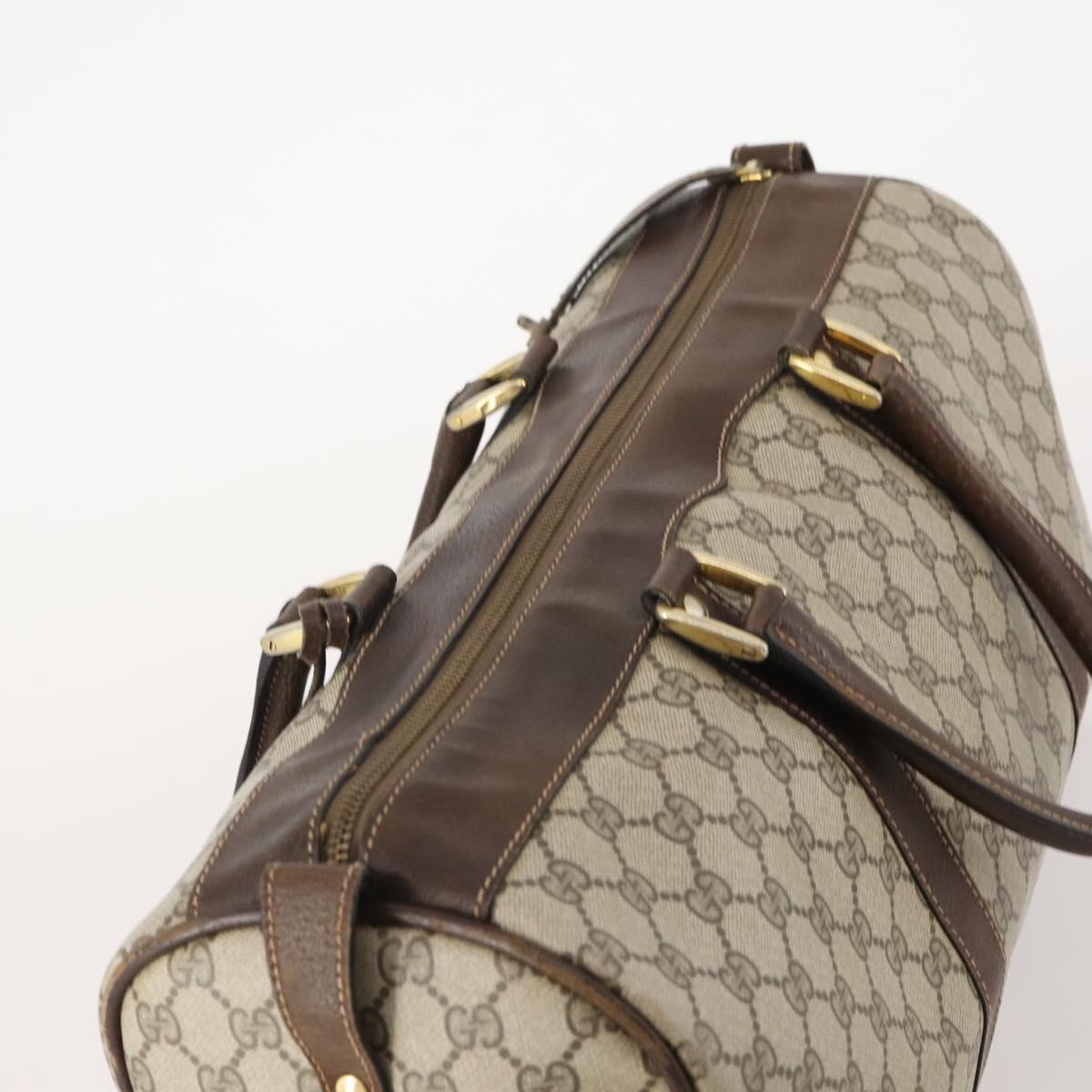 GUCCI GG Supreme Boston Bag PVC Beige Gold Auth 175449