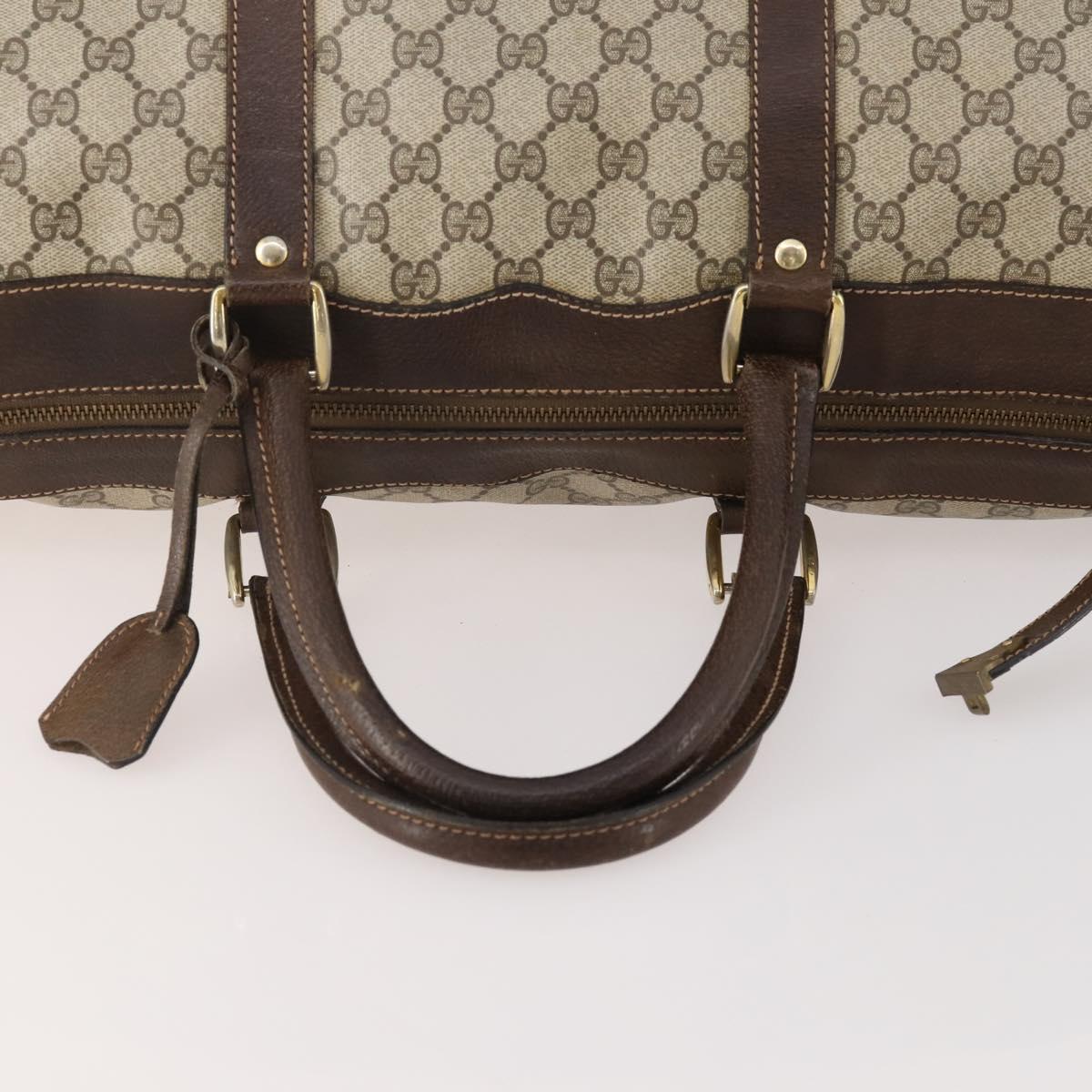 GUCCI GG Supreme Boston Bag PVC Beige Gold Auth 175449