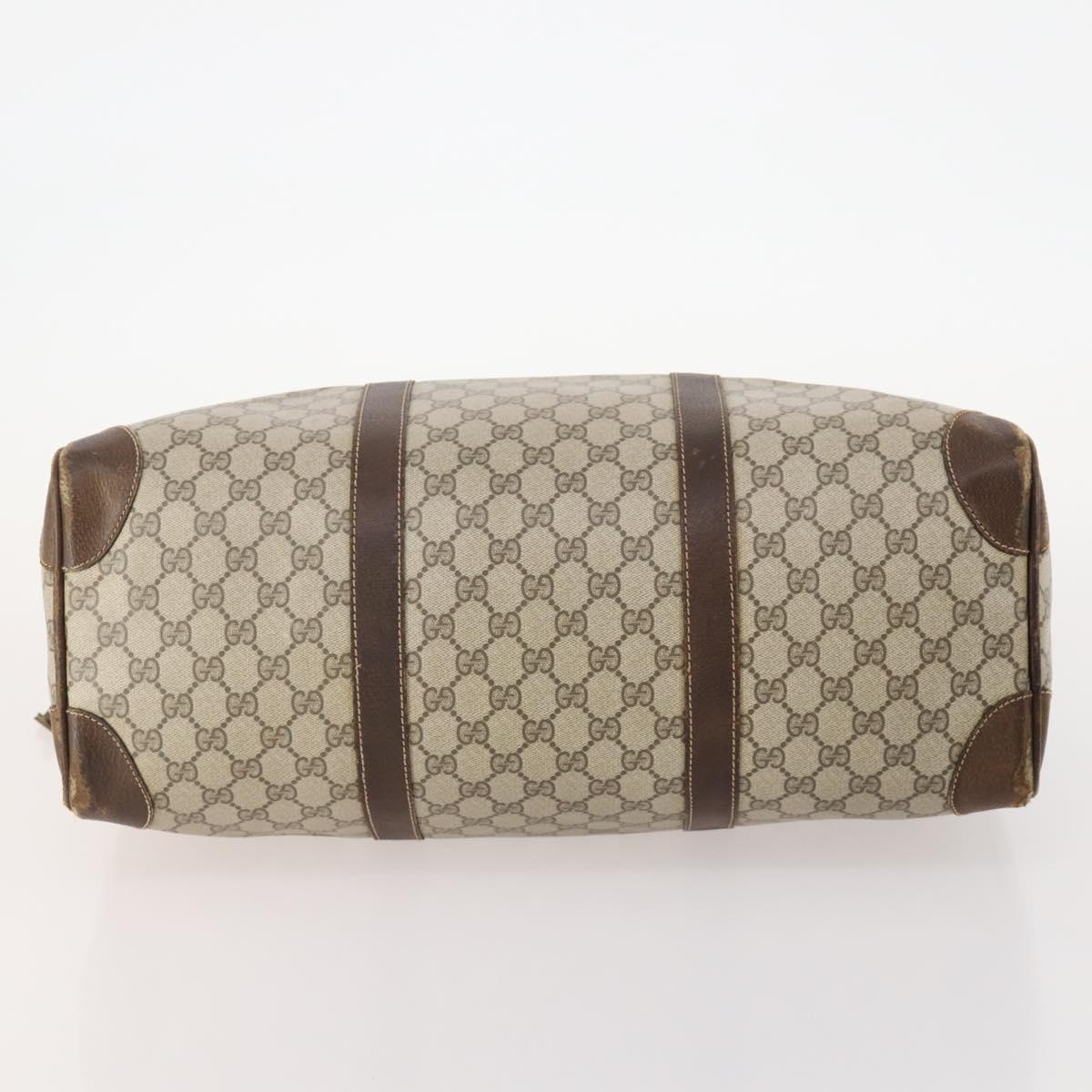 GUCCI GG Supreme Boston Bag PVC Beige Gold Auth 175449