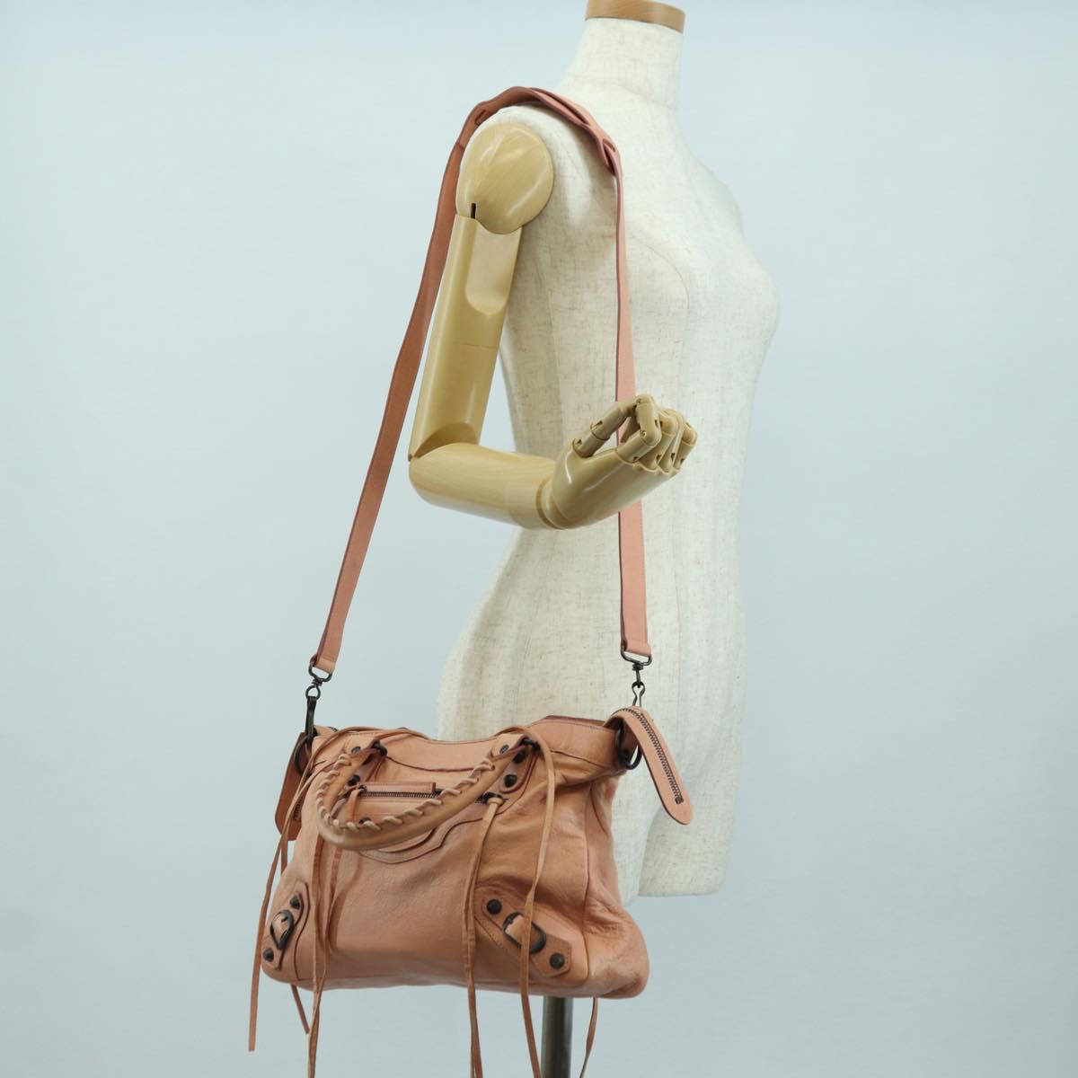 BALENCIAGA The Town Hand Bag Leather 2way Pink 240579 Auth 175475SAV