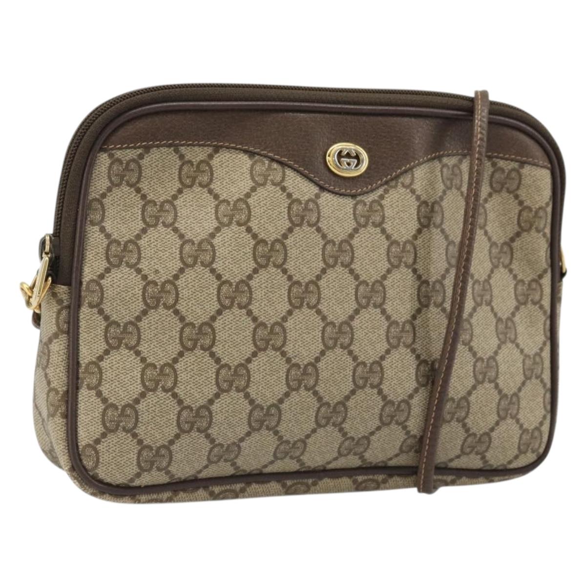 GUCCI GG Supreme Shoulder Bag PVC Beige Gold 97 02 068 Auth 175484