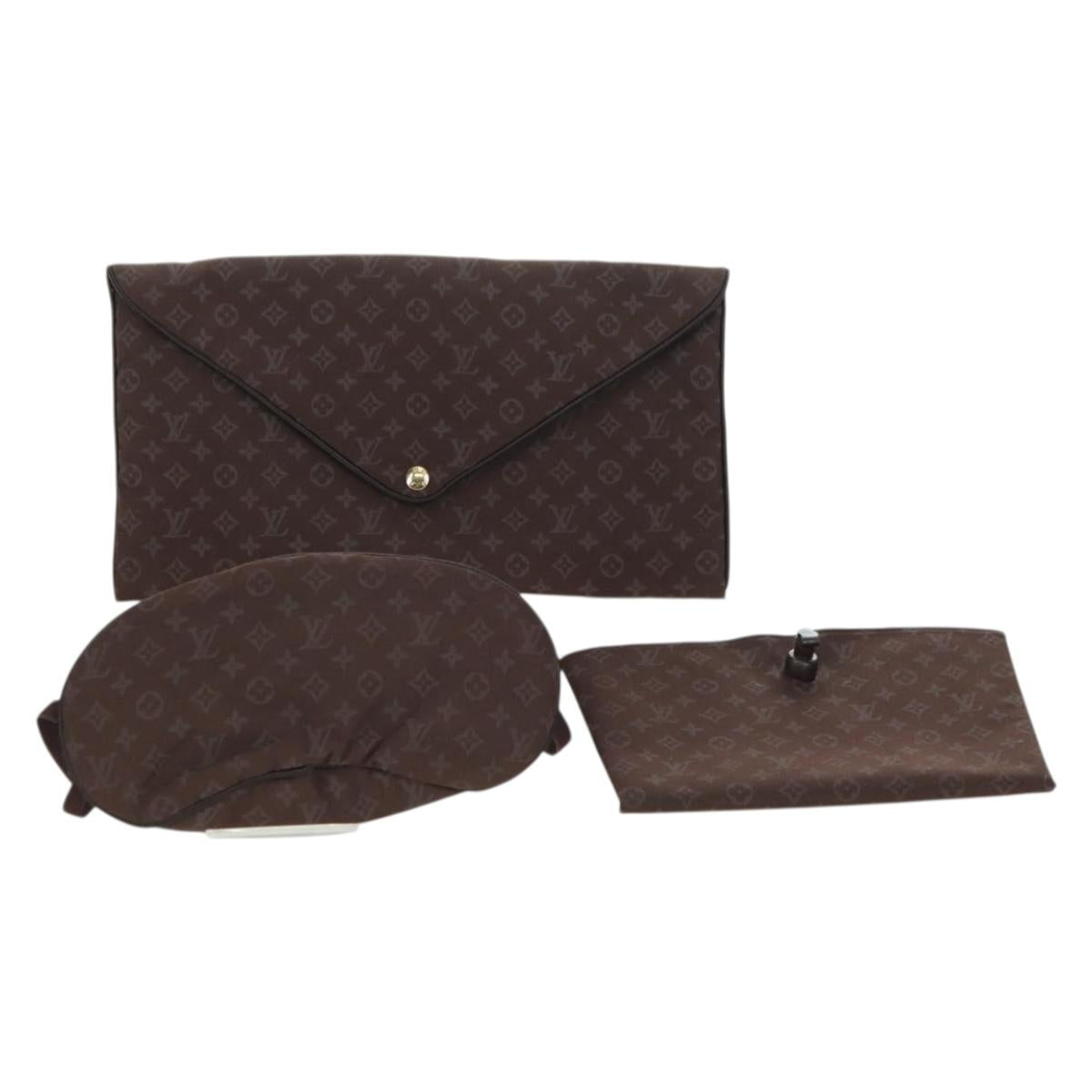 LOUIS VUITTON Monogram Mini Lin Voyage Travel Set Brown M99204 LV Auth 175492M