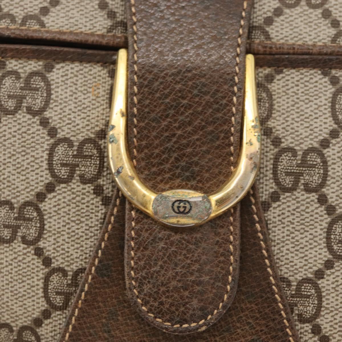GUCCI GG Supreme Shoulder Bag PVC Beige Gold Auth 175501