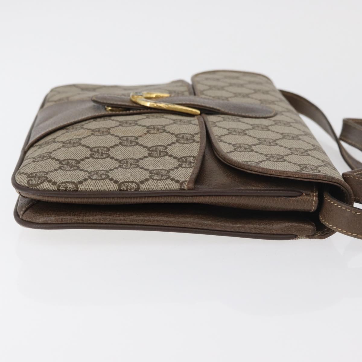GUCCI GG Supreme Shoulder Bag PVC Beige Gold Auth 175501