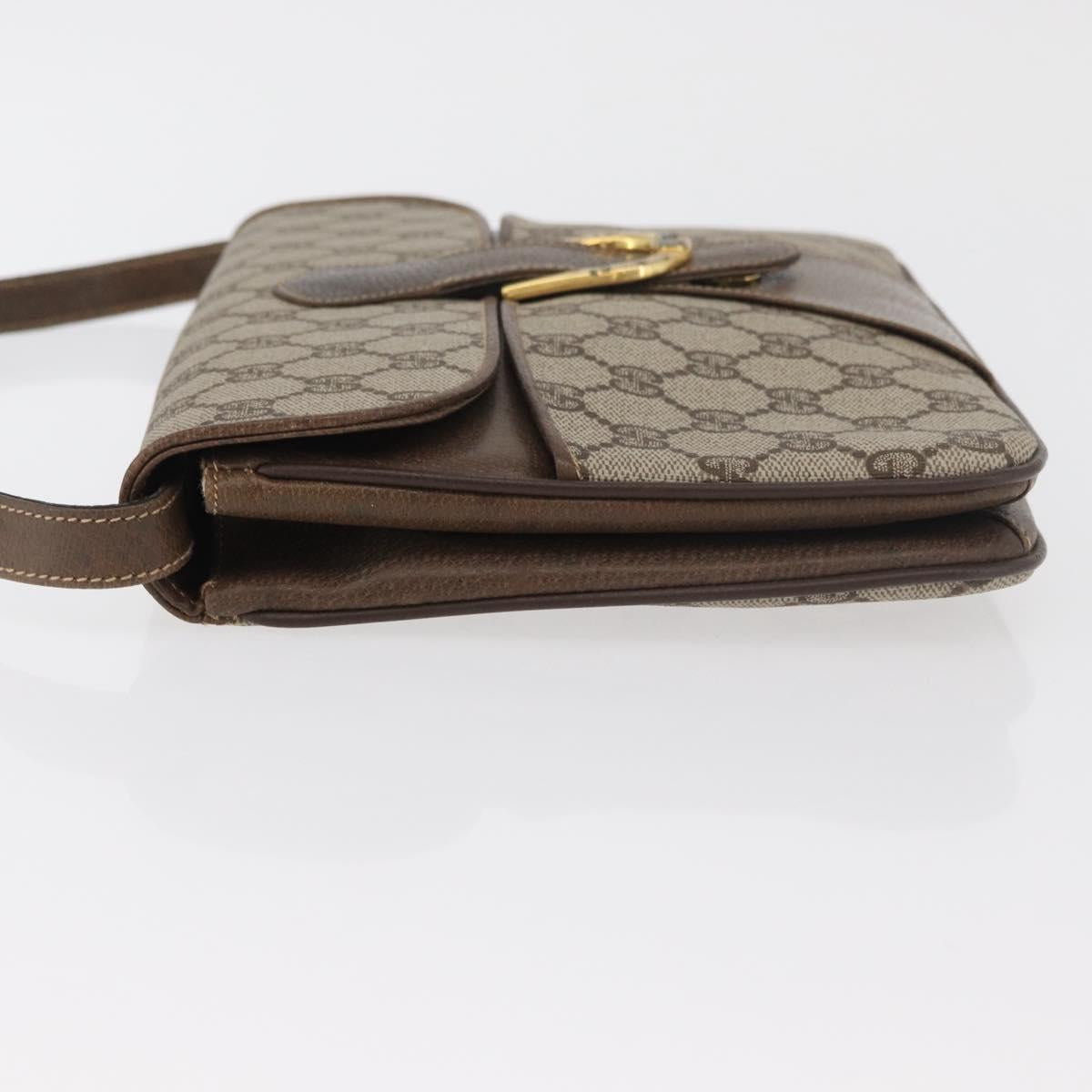 GUCCI GG Supreme Shoulder Bag PVC Beige Gold Auth 175501