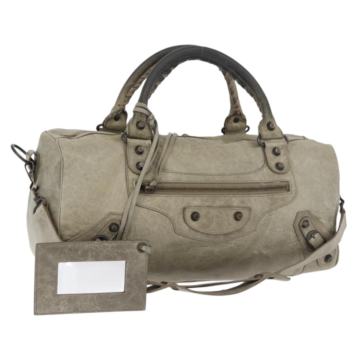 BALENCIAGA The Twiggy Hand Bag Leather 2way Ivory 128523 Auth 175506