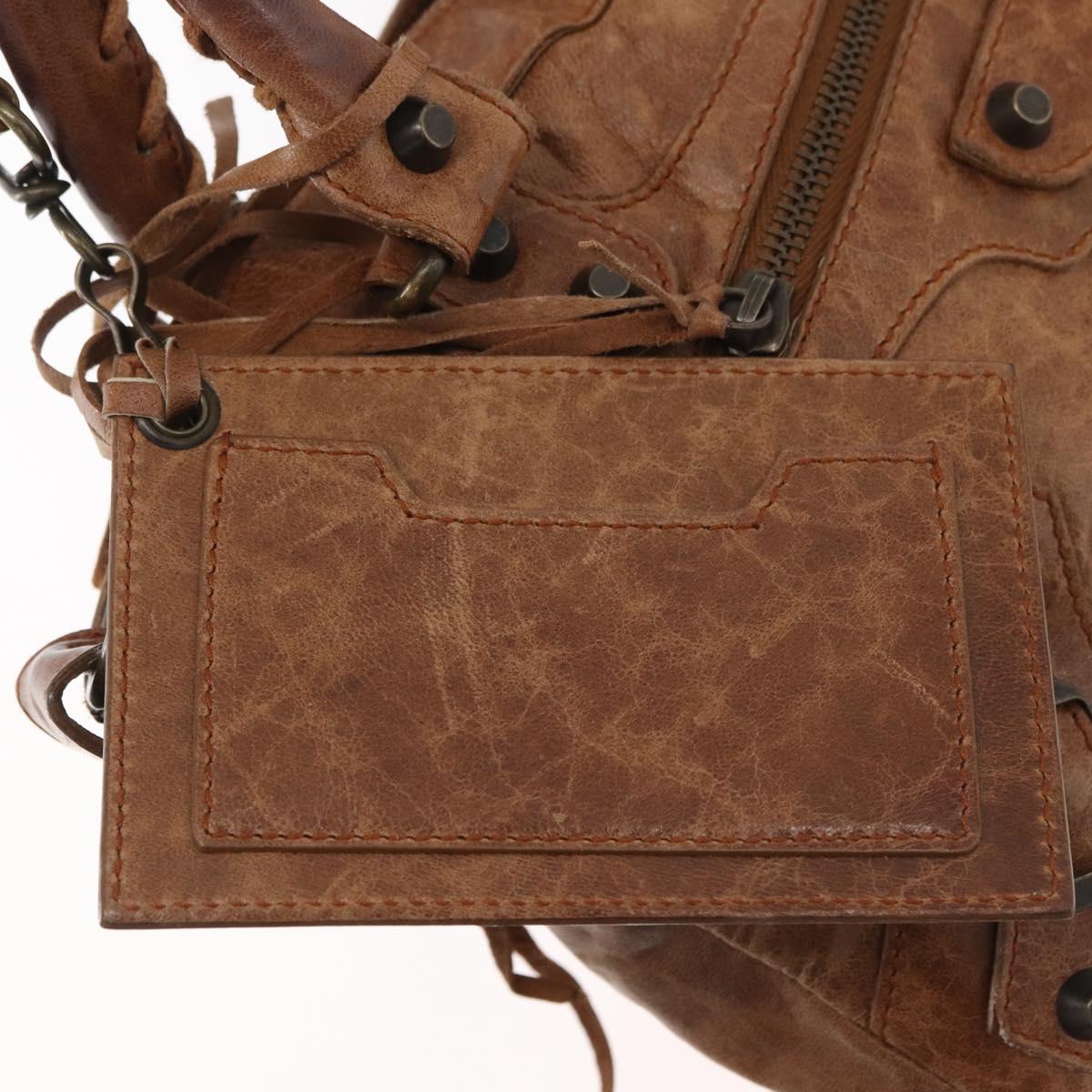 BALENCIAGA The First Hand Bag Leather 2way Brown 103208 Auth 175513A