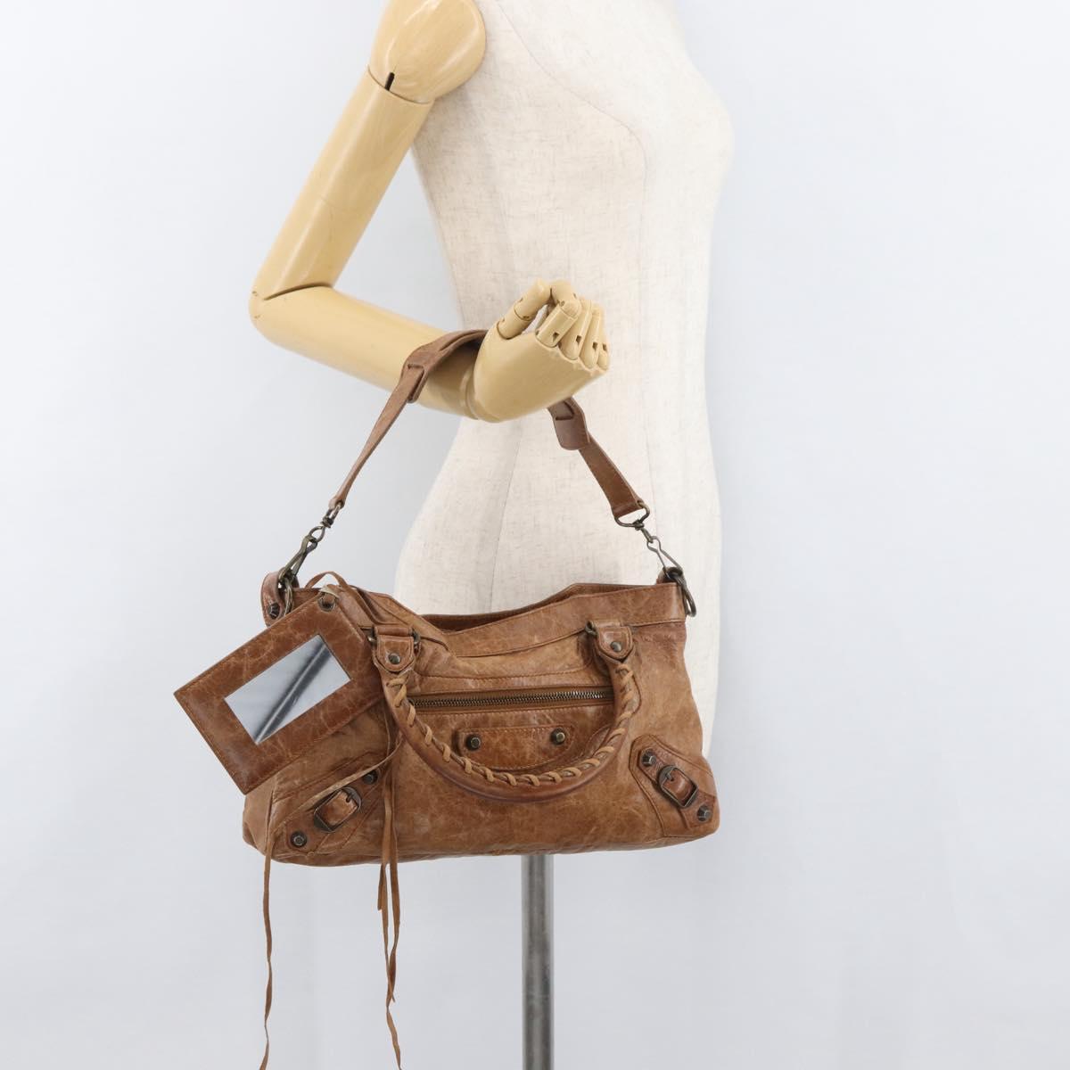 BALENCIAGA The First Hand Bag Leather 2way Brown 103208 Auth 175513A