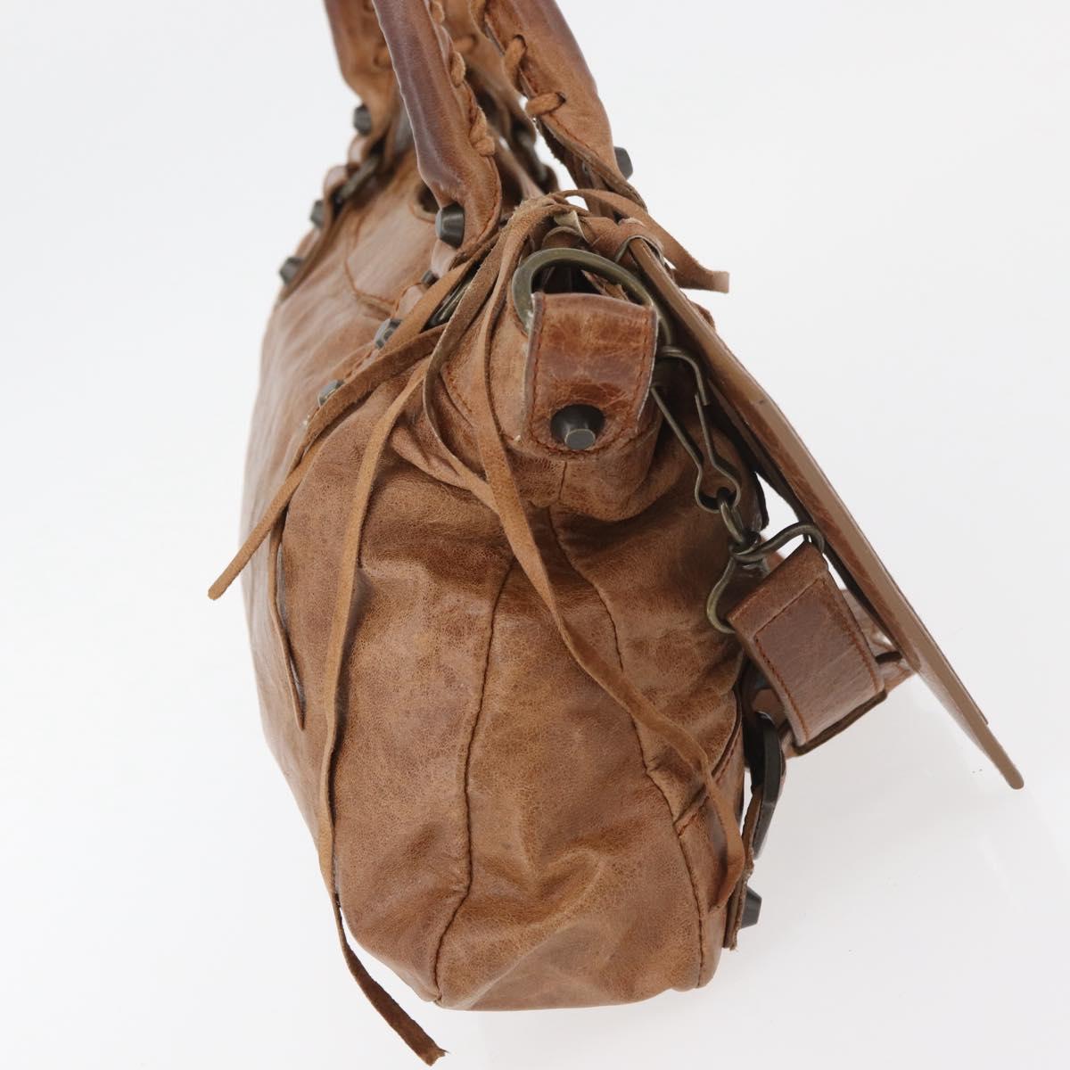 BALENCIAGA The First Hand Bag Leather 2way Brown 103208 Auth 175513A