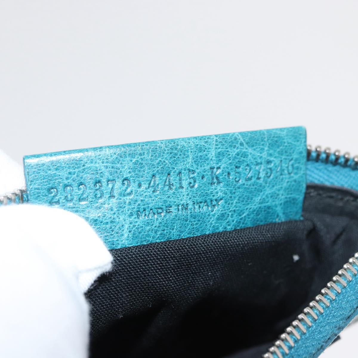 BALENCIAGA Coin Purse Leather Light Blue Silver 282372 Auth 175517A