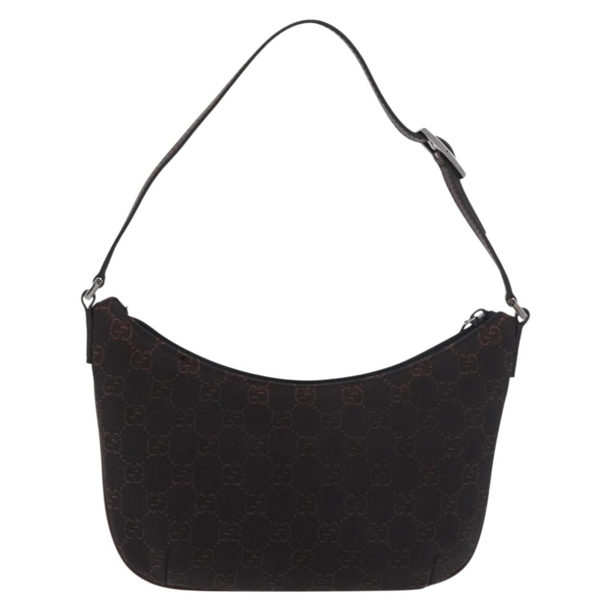 GUCCI GG Canvas Shoulder Bag Black Silver 32160 Auth 175536A