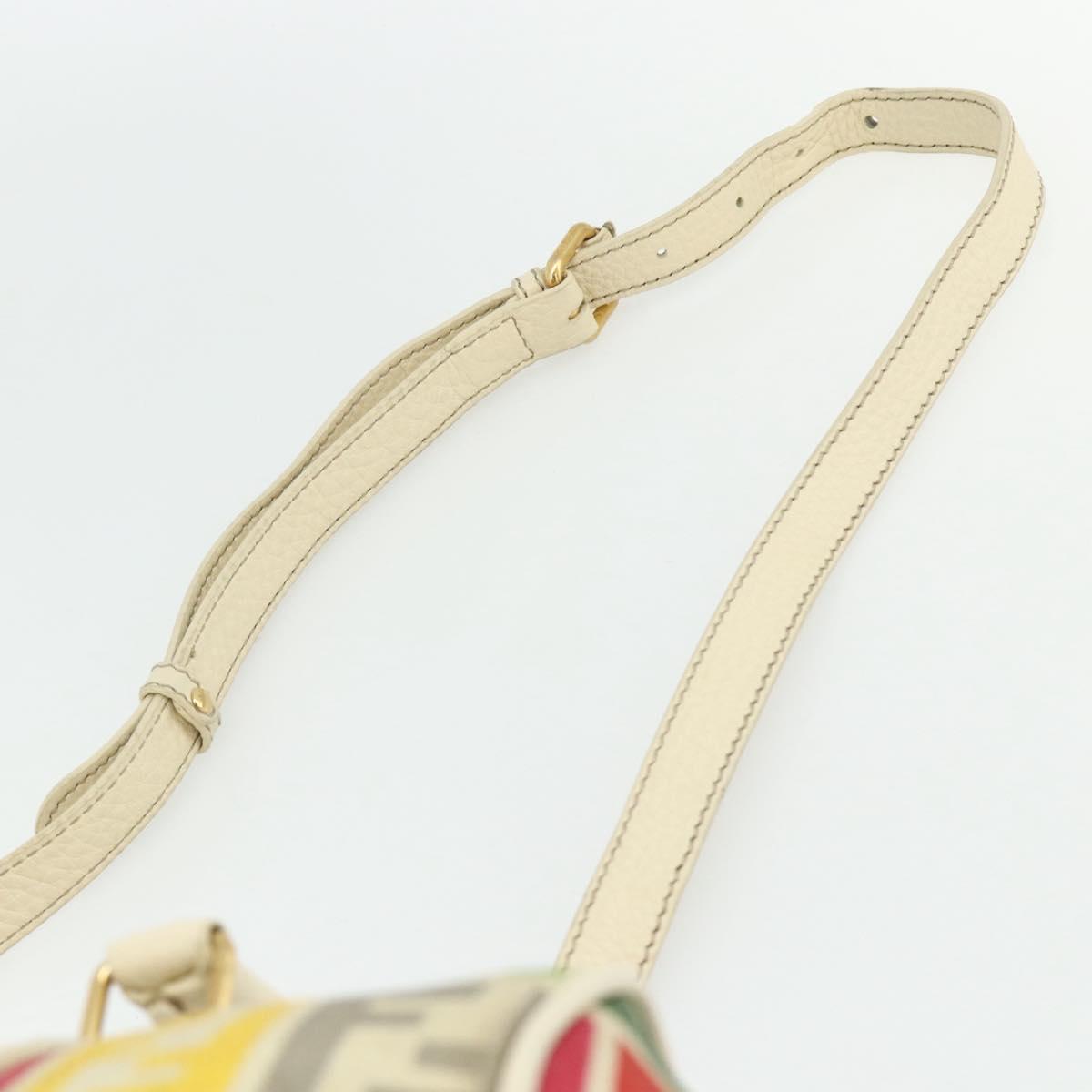 FENDI Zucca Canvas Celeria Boston Bag 2way Multicolor Gold Auth 175576A
