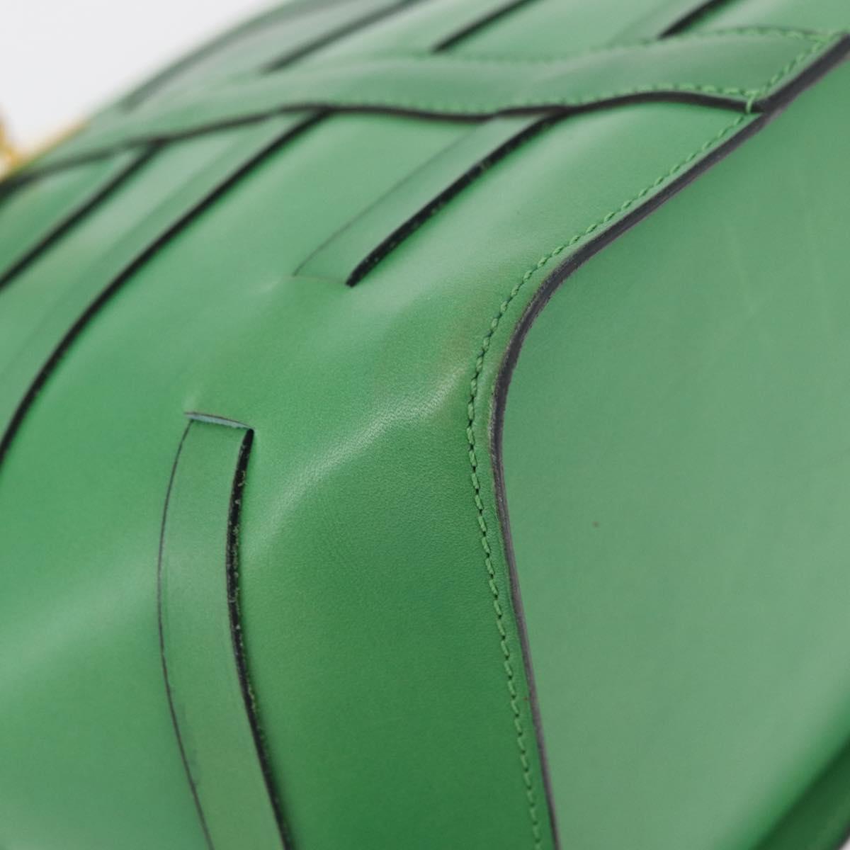 CELINE Shoulder Bag Leather Green Gold Auth 175580A