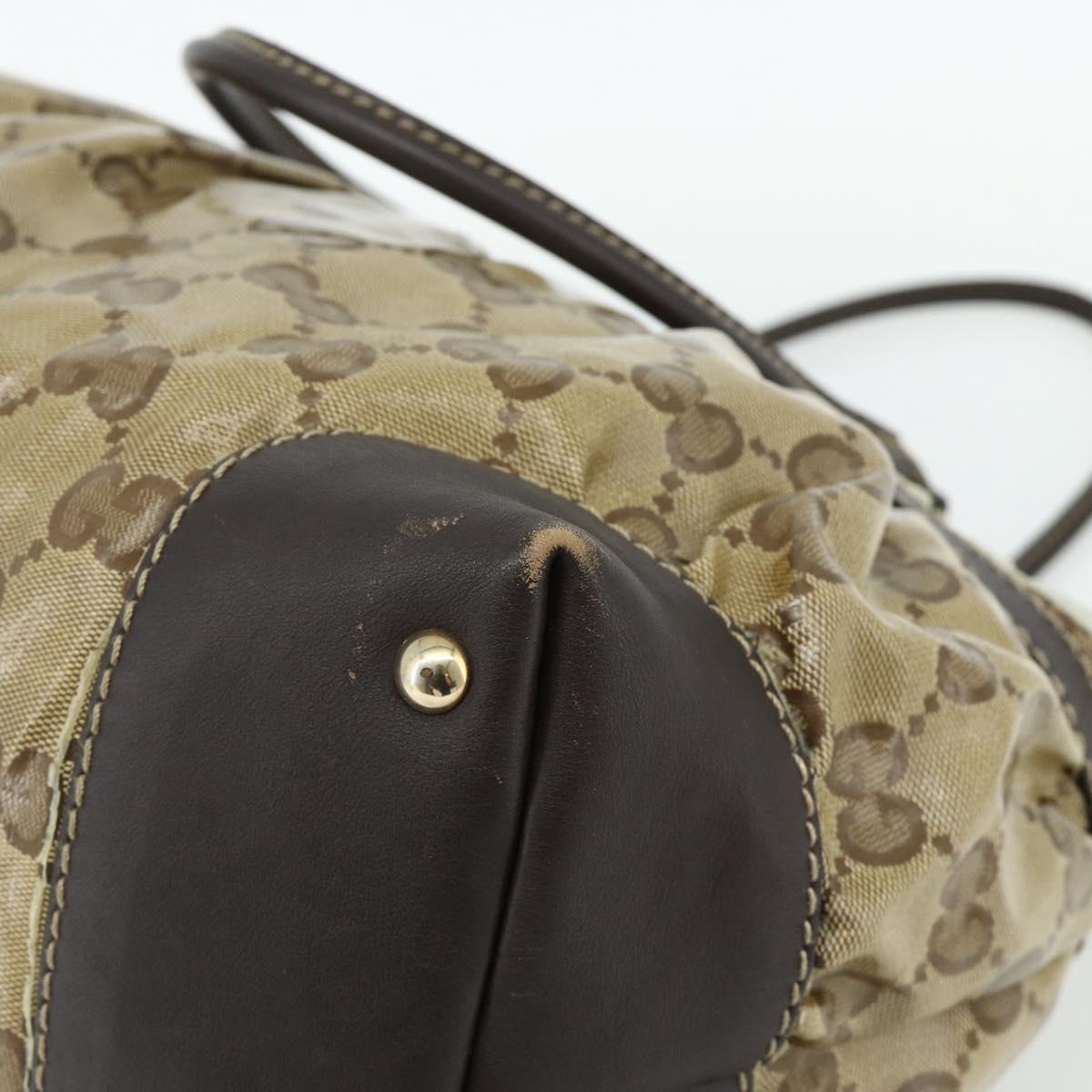 GUCCI GG Crystal Tote Bag Coated Canvas Beige Gold 223963 Auth 175582